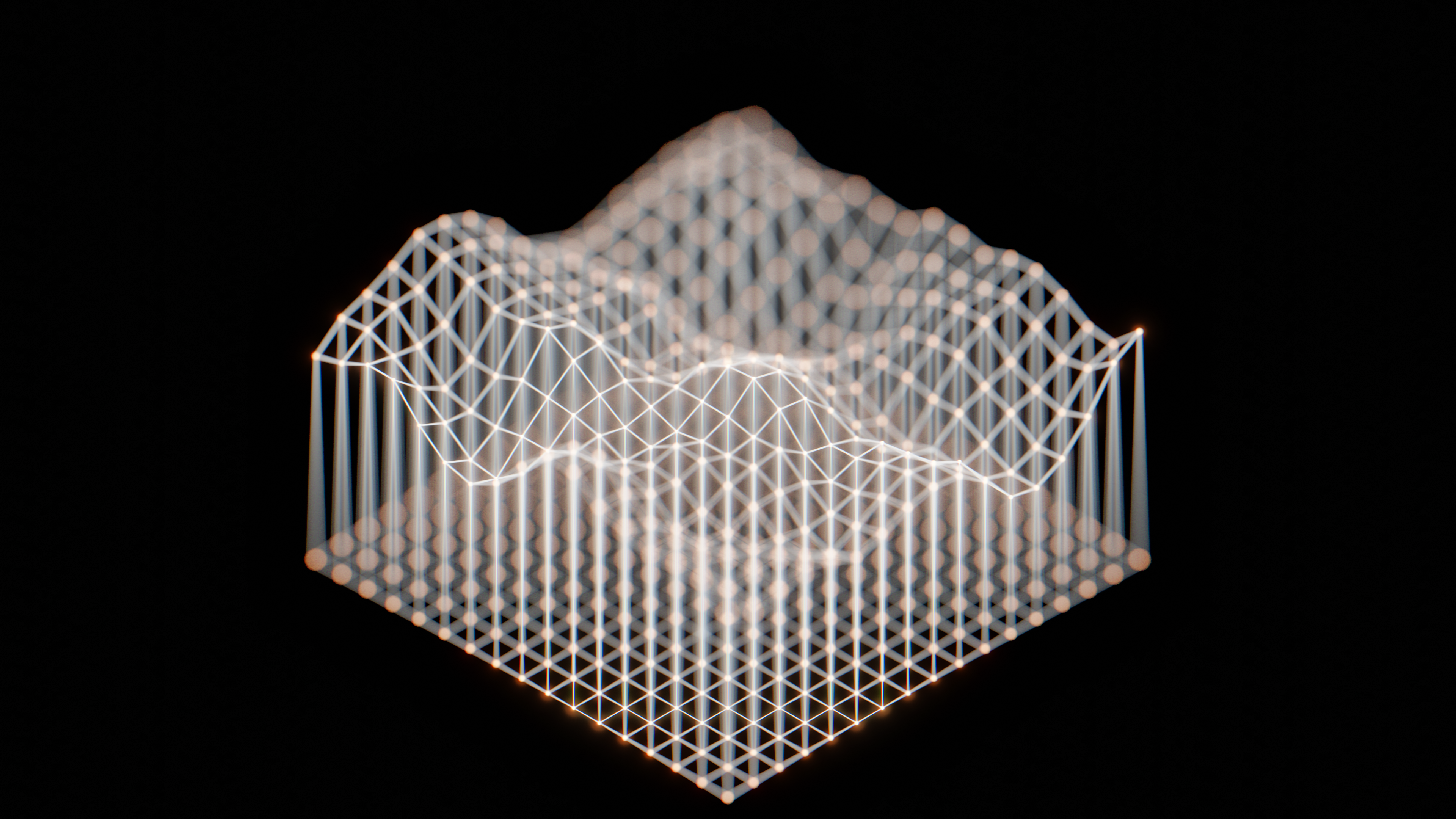 3D abstract digital grid topography HD Wallpaper