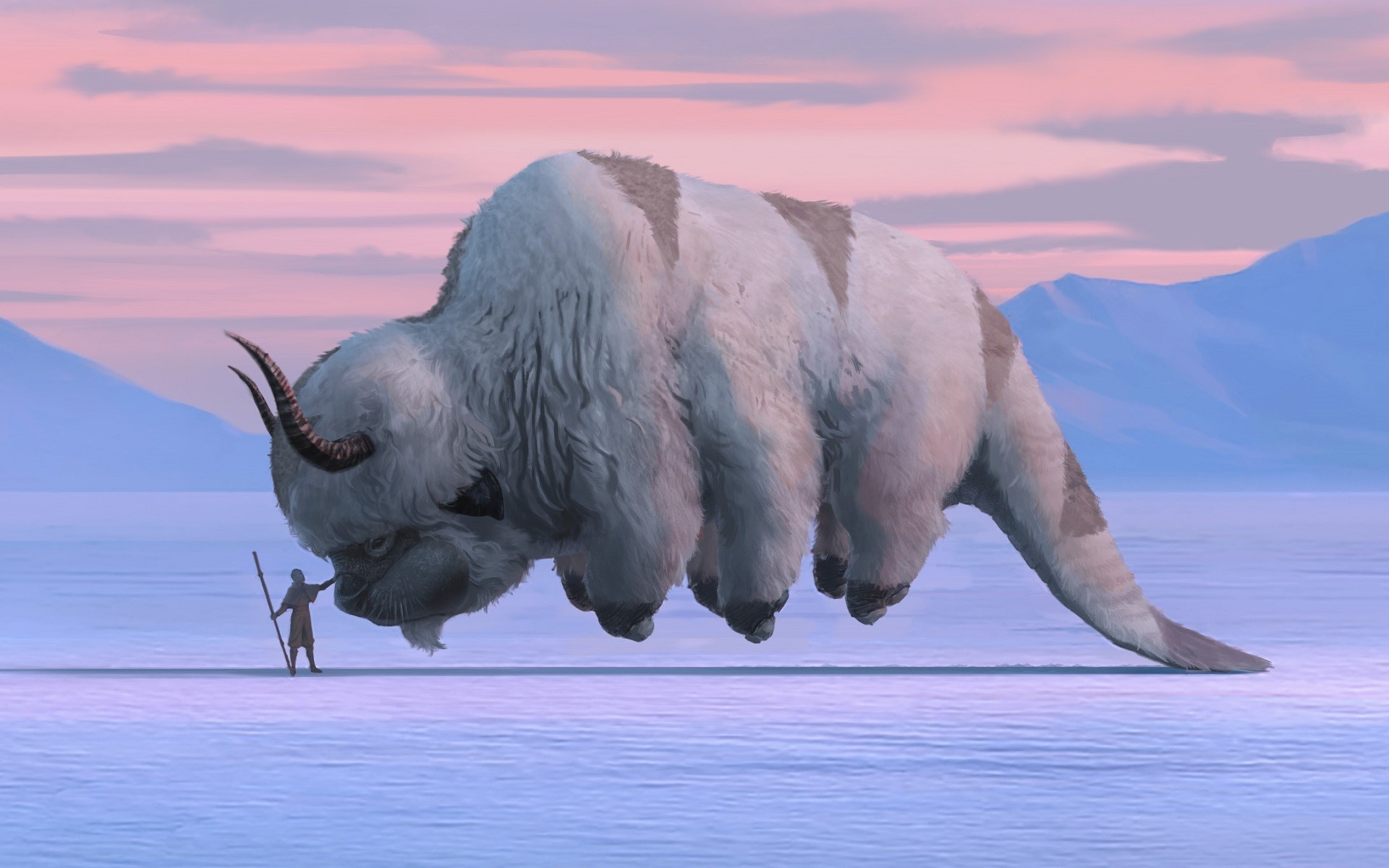 Appa from Avatar: The Last Airbender in a snowy landscape HD Wallpaper