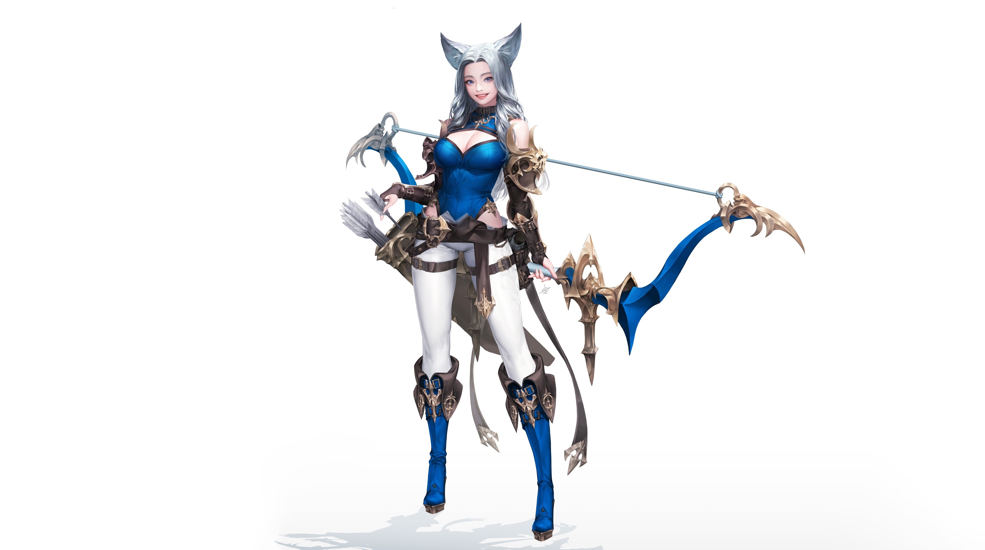 Anime Archer Girl with Bow and Arrows HD Wallpaper