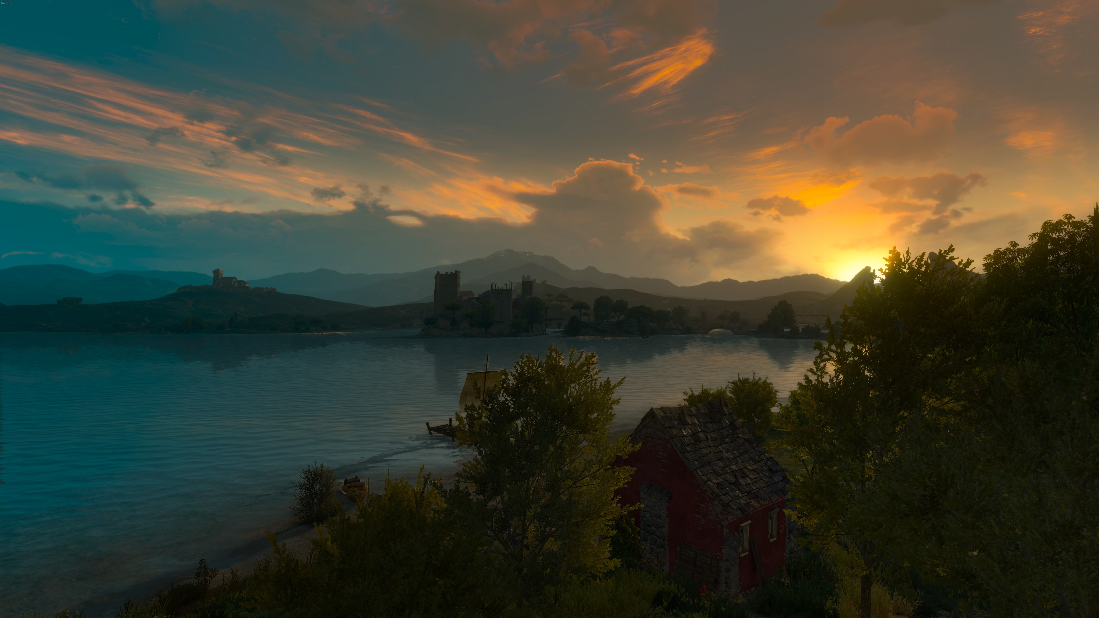 4K The Witcher 3: Wild Hunt landscape sunset HD Wallpaper