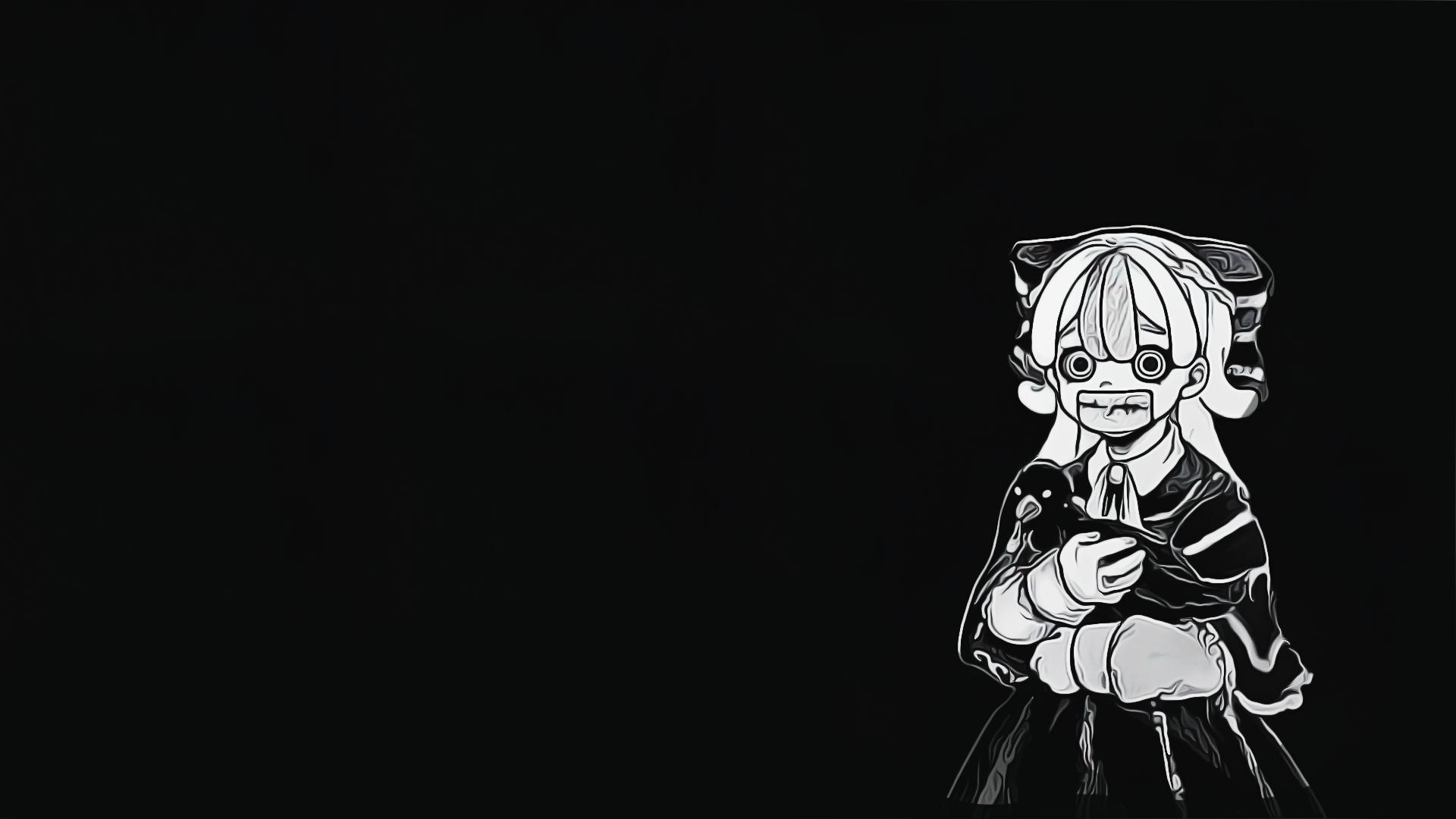 Lilly holding a crow, black and white HD Wallpaper