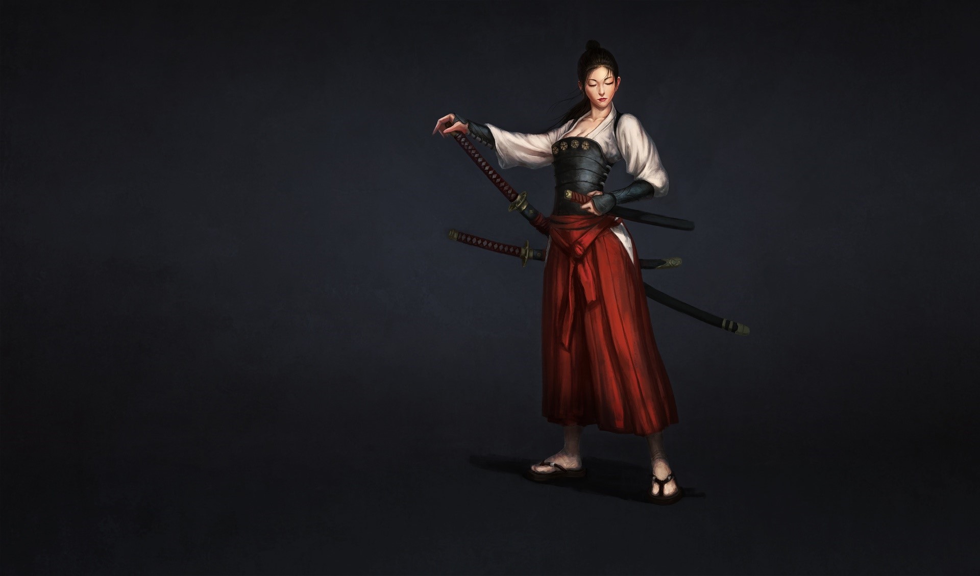 Fantasy art of a woman with swords HD Wallpaper