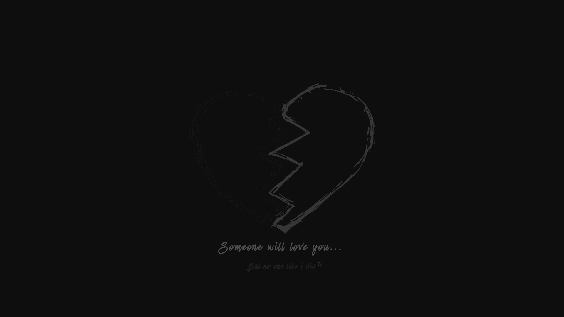 Broken heart with text on black background HD Wallpaper