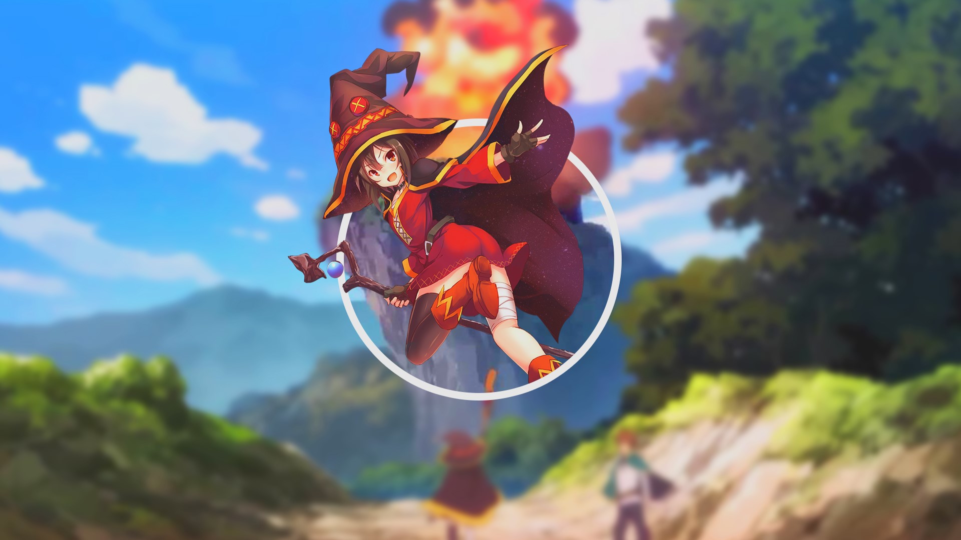 Megumin from KonoSuba casting a spell HD Wallpaper