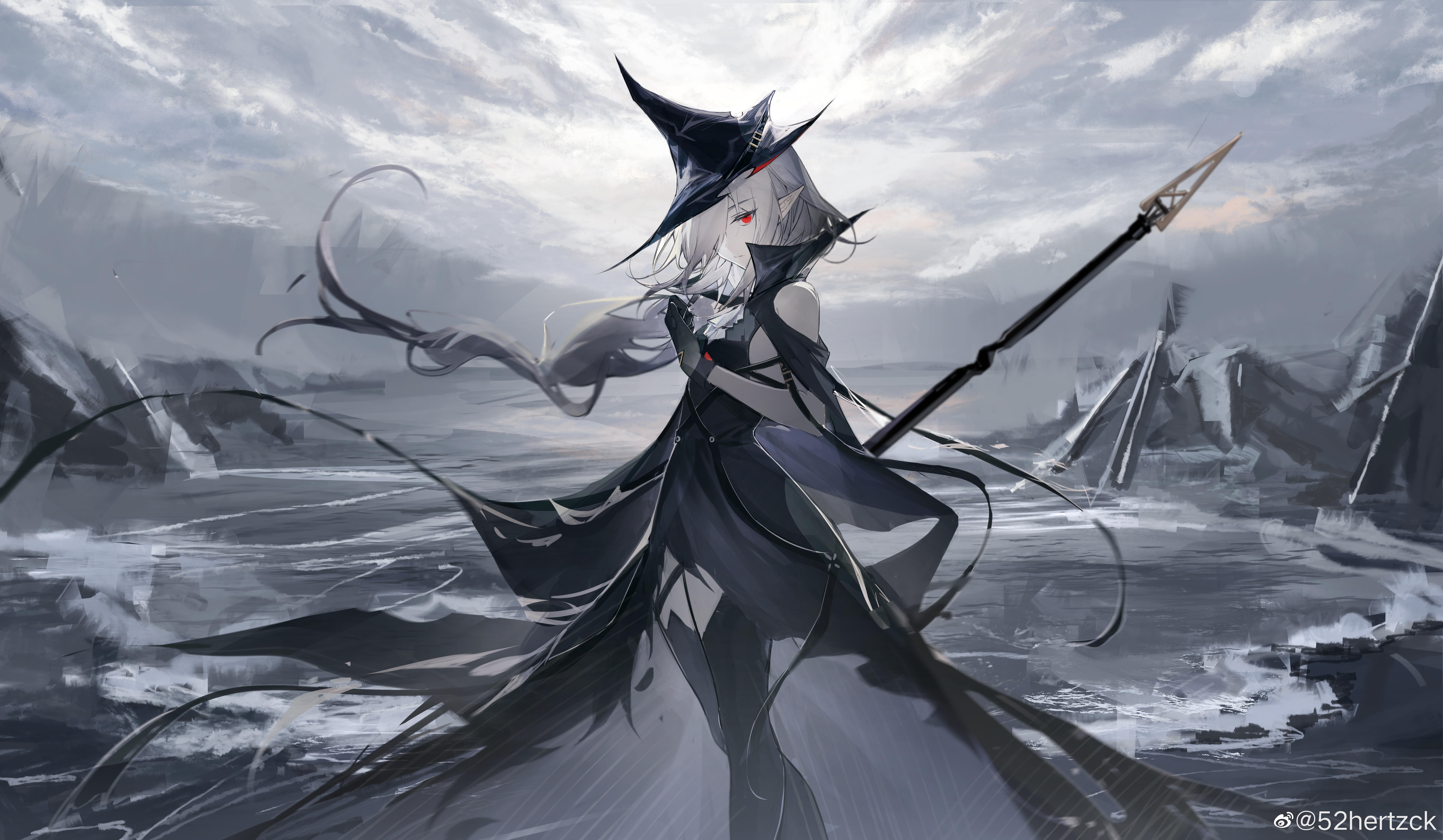 Gladiia from Arknights with a spear HD Wallpaper