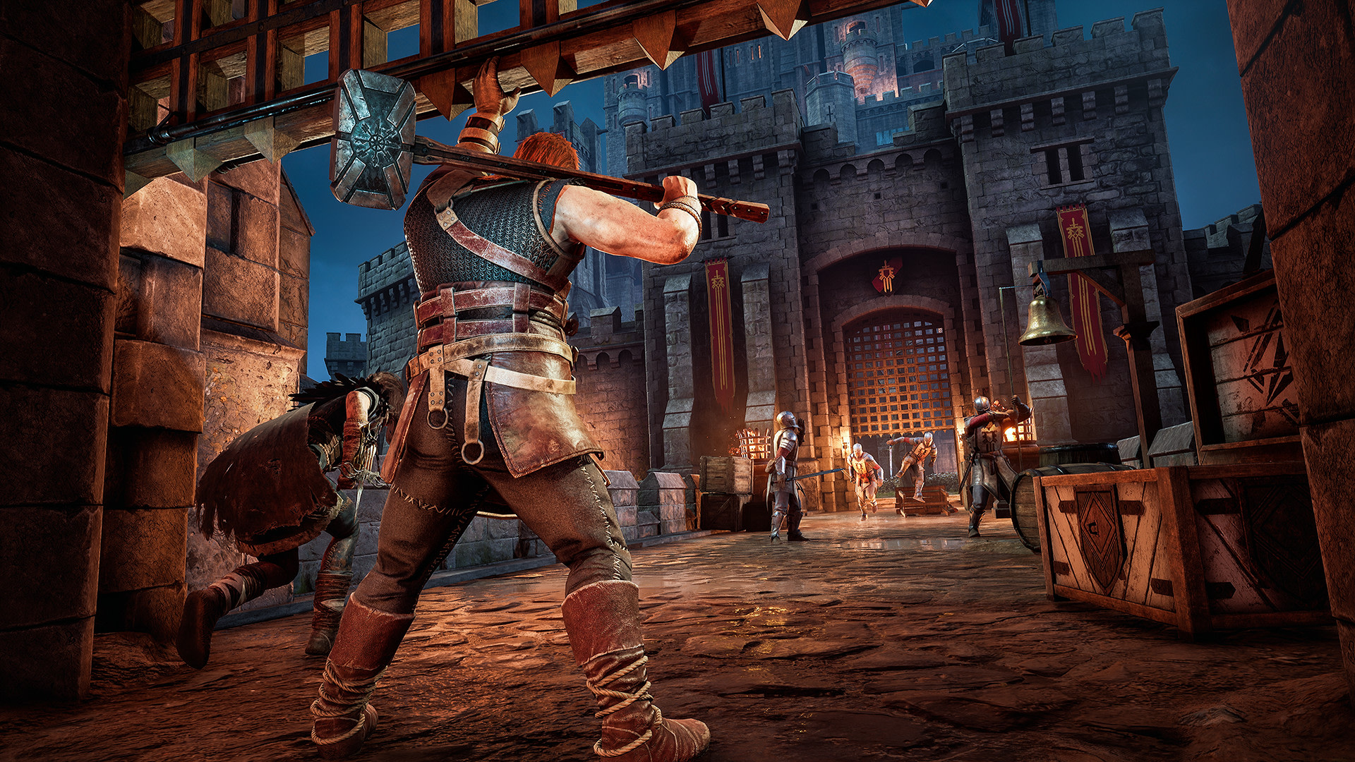 Hood: Outlaws and Legends characters in a castle courtyard HD Wallpaper