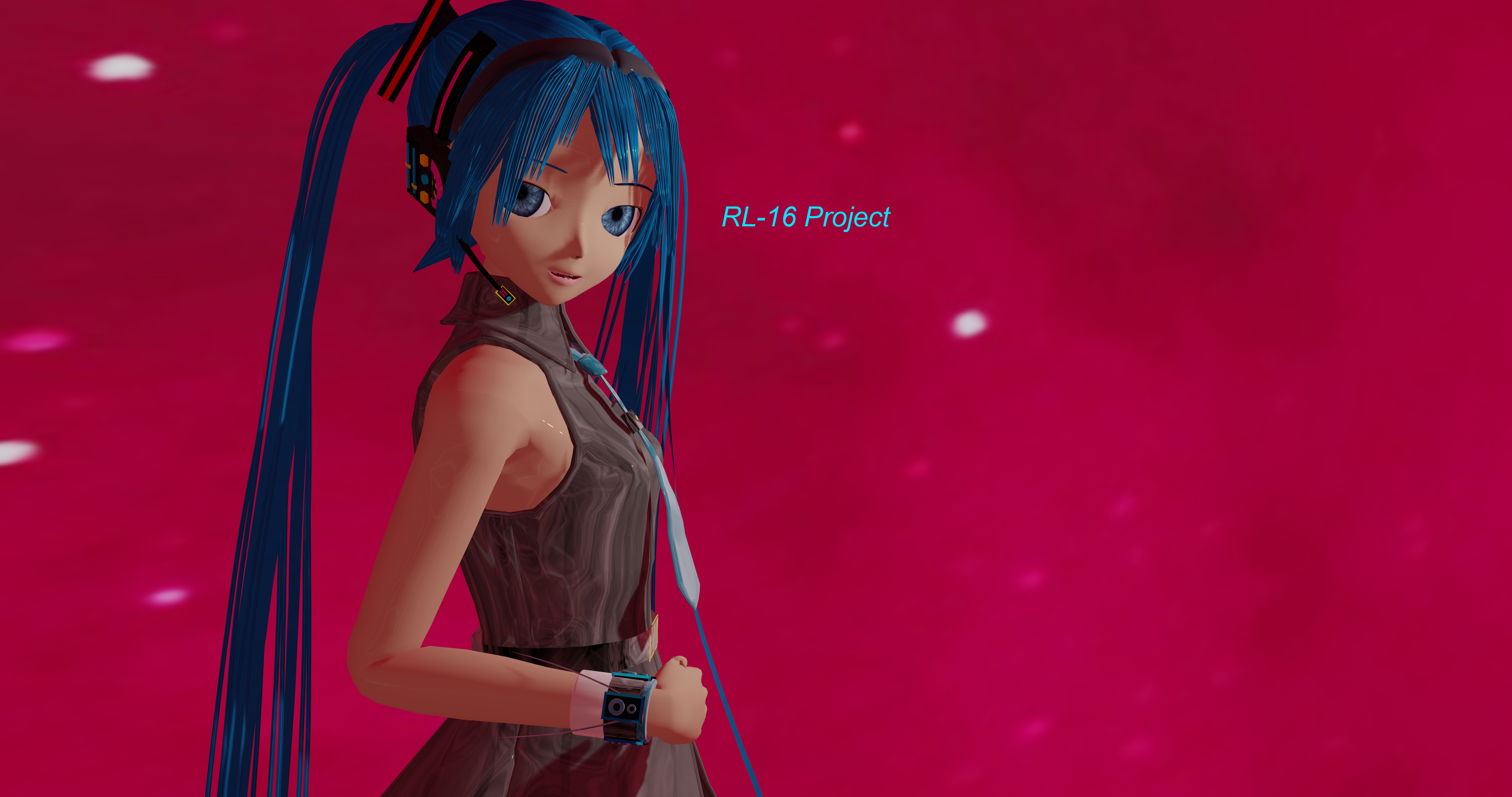 Hatsune Miku with Blue Hair and Blue Eyes HD Wallpaper