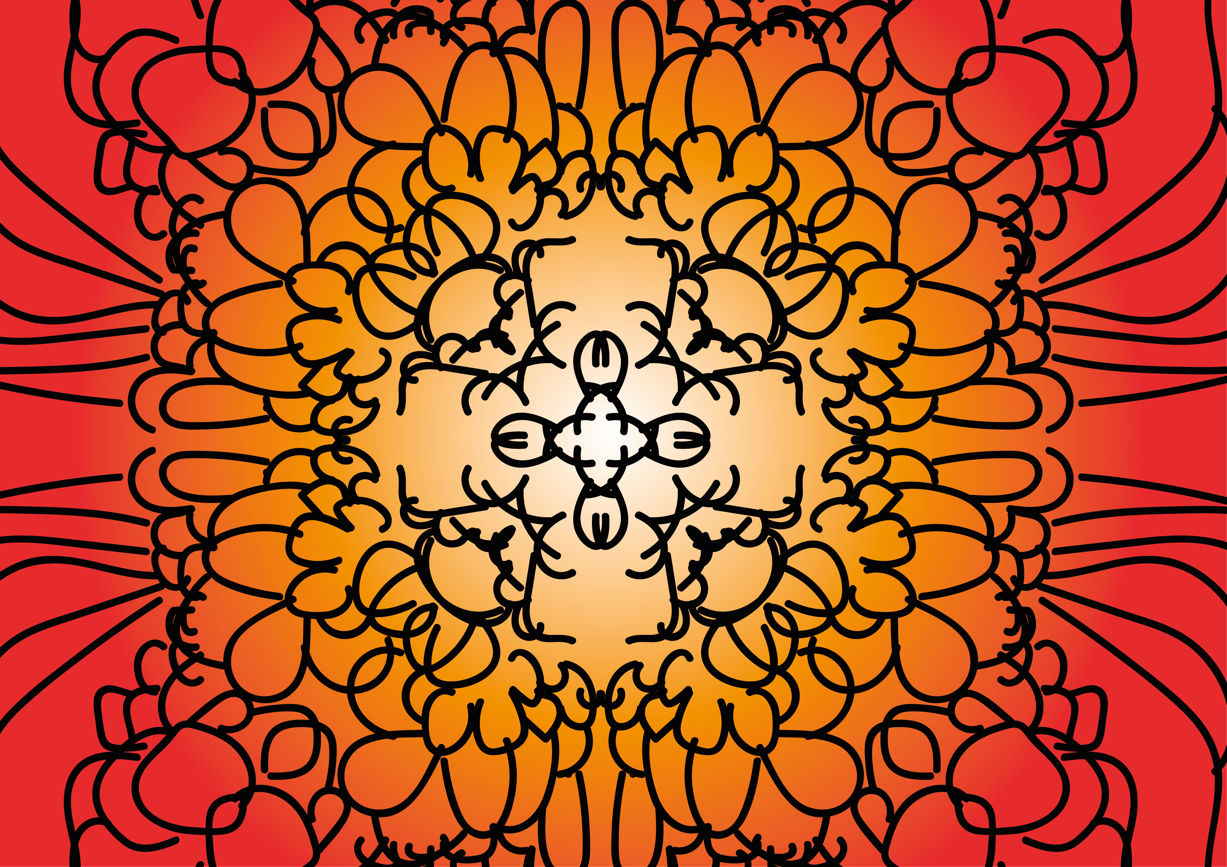 Abstract Red and Orange Mandala HD Wallpaper