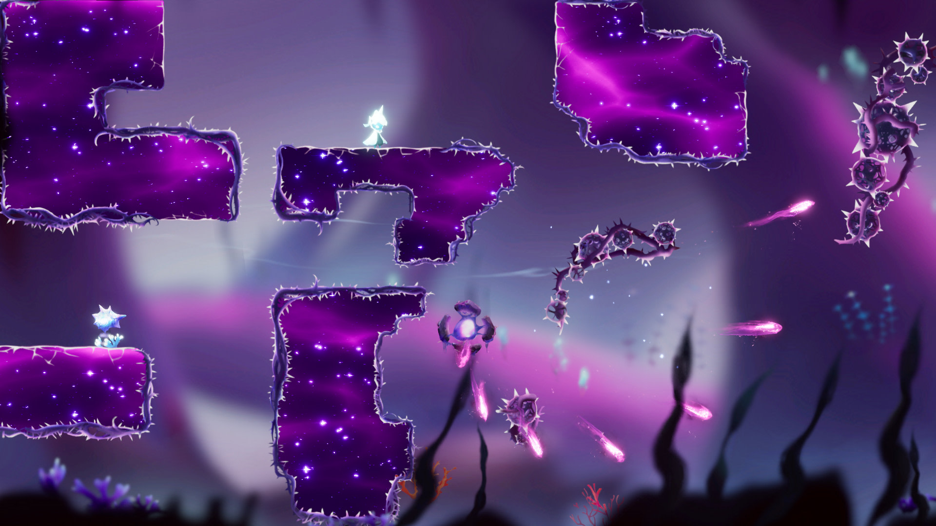 Lumione in a purple, starry, alien world HD Wallpaper