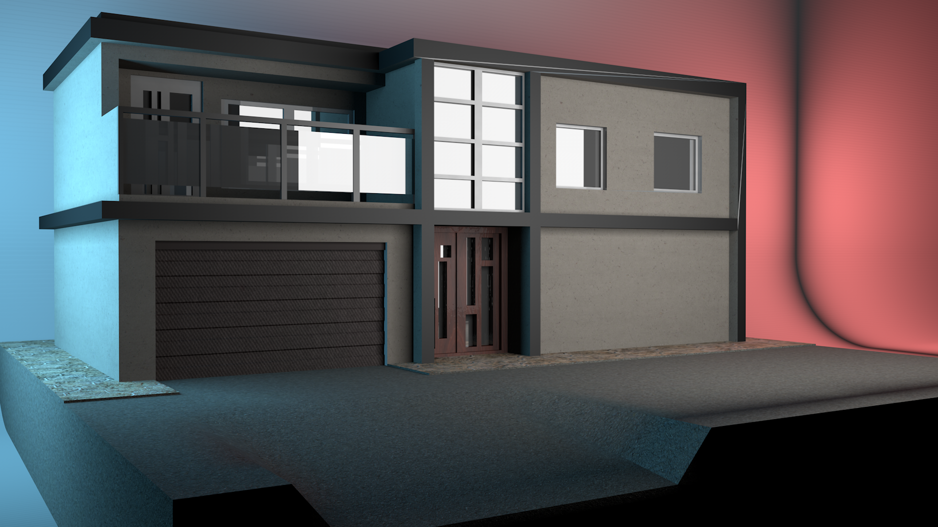 Modern House with Garage and Balcony HD Wallpaper