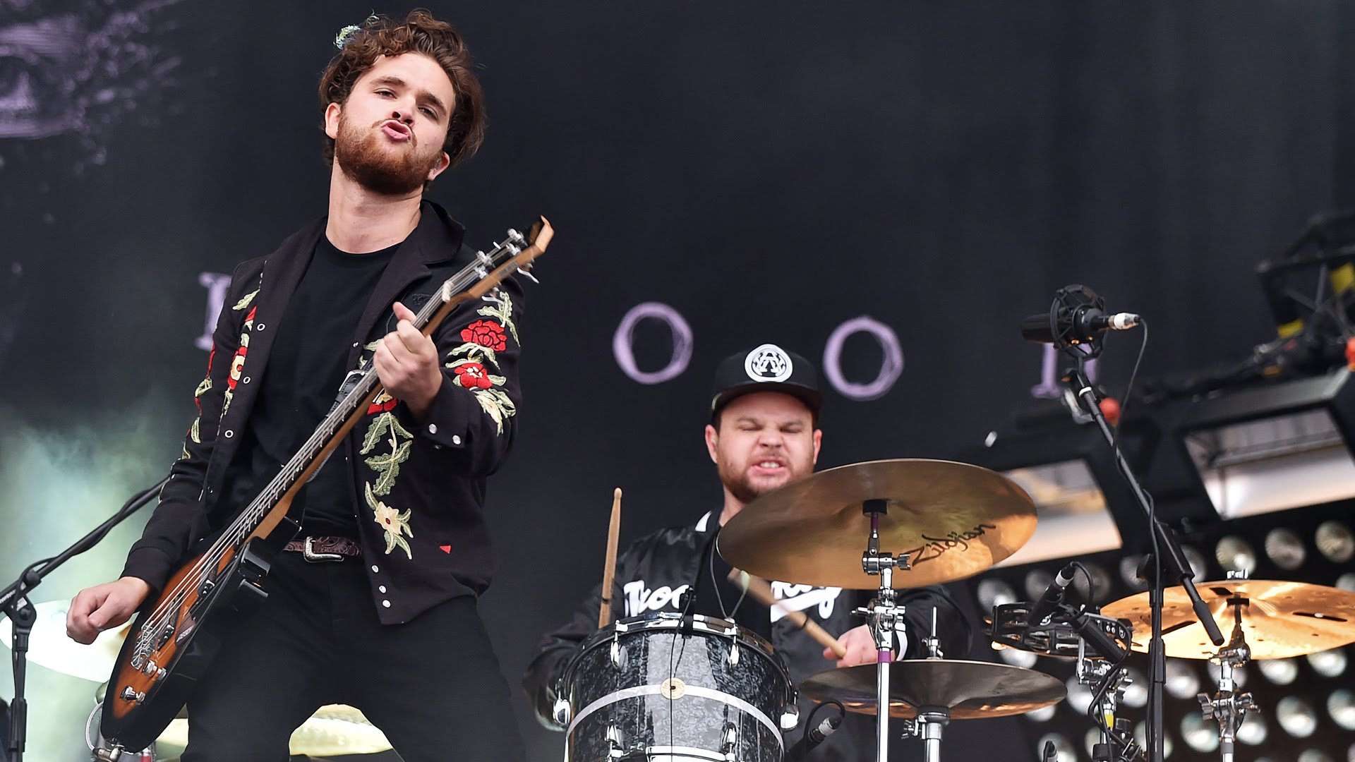 Royal Blood band members performing on stage HD Wallpaper