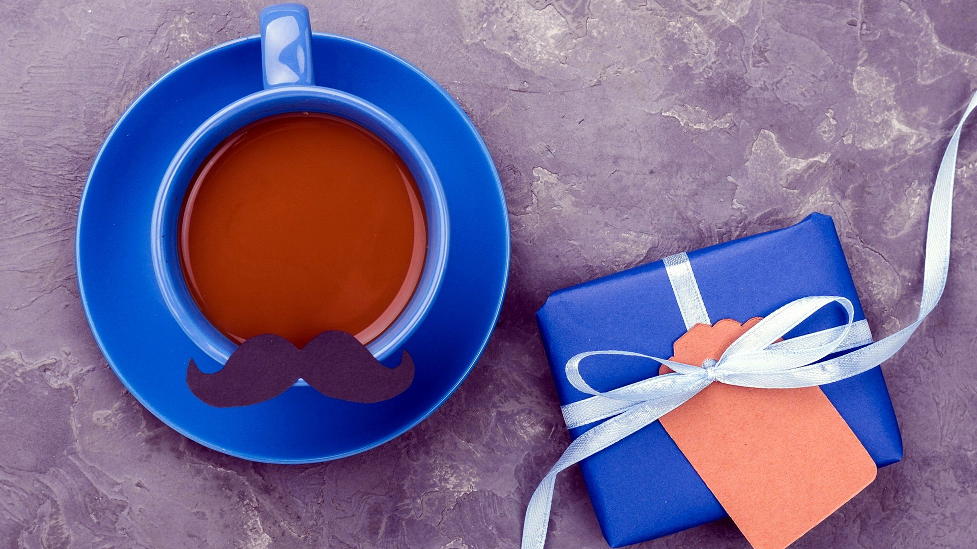 Father's Day Coffee Gift with Mustache HD Wallpaper