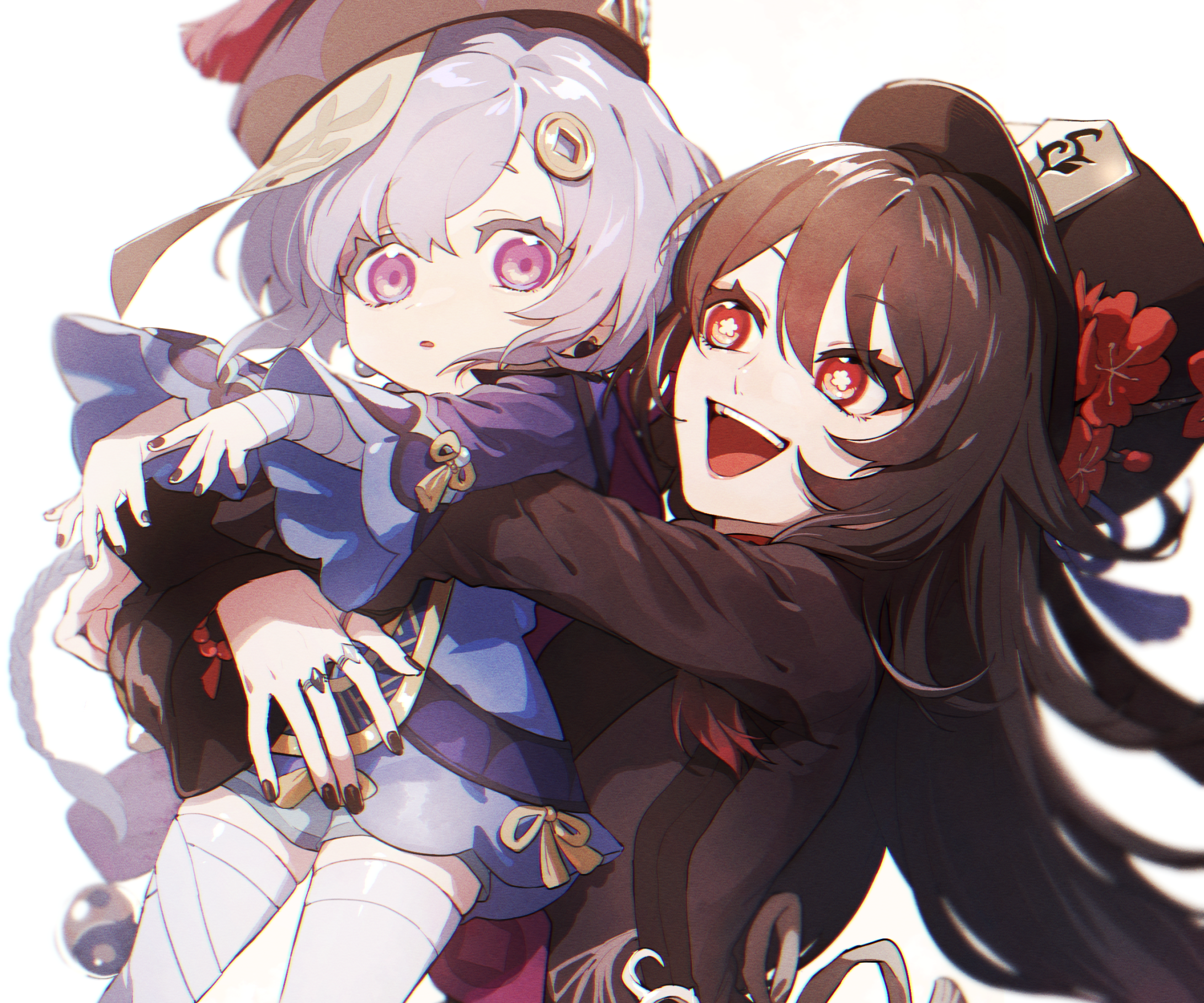 Hu Tao and Qiqi from Genshin Impact HD Wallpaper
