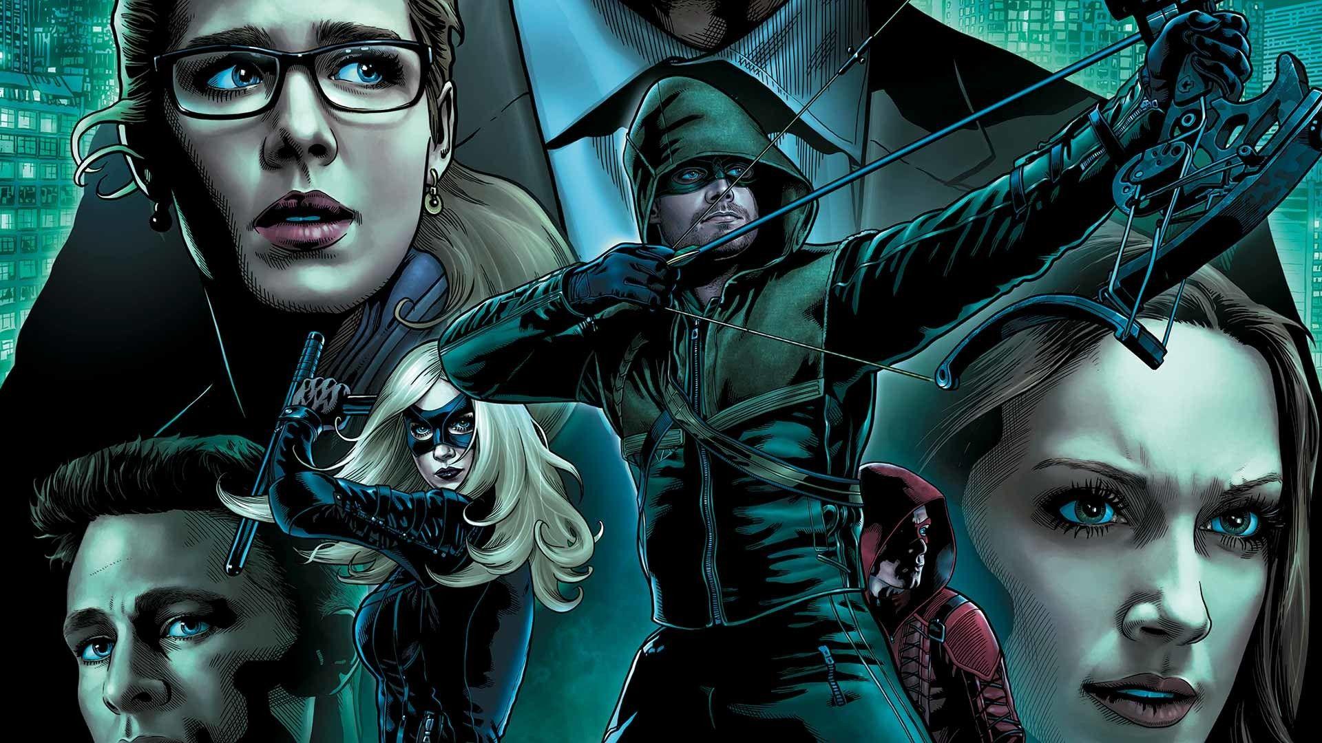 Arrow and allies in a comic book style HD Wallpaper