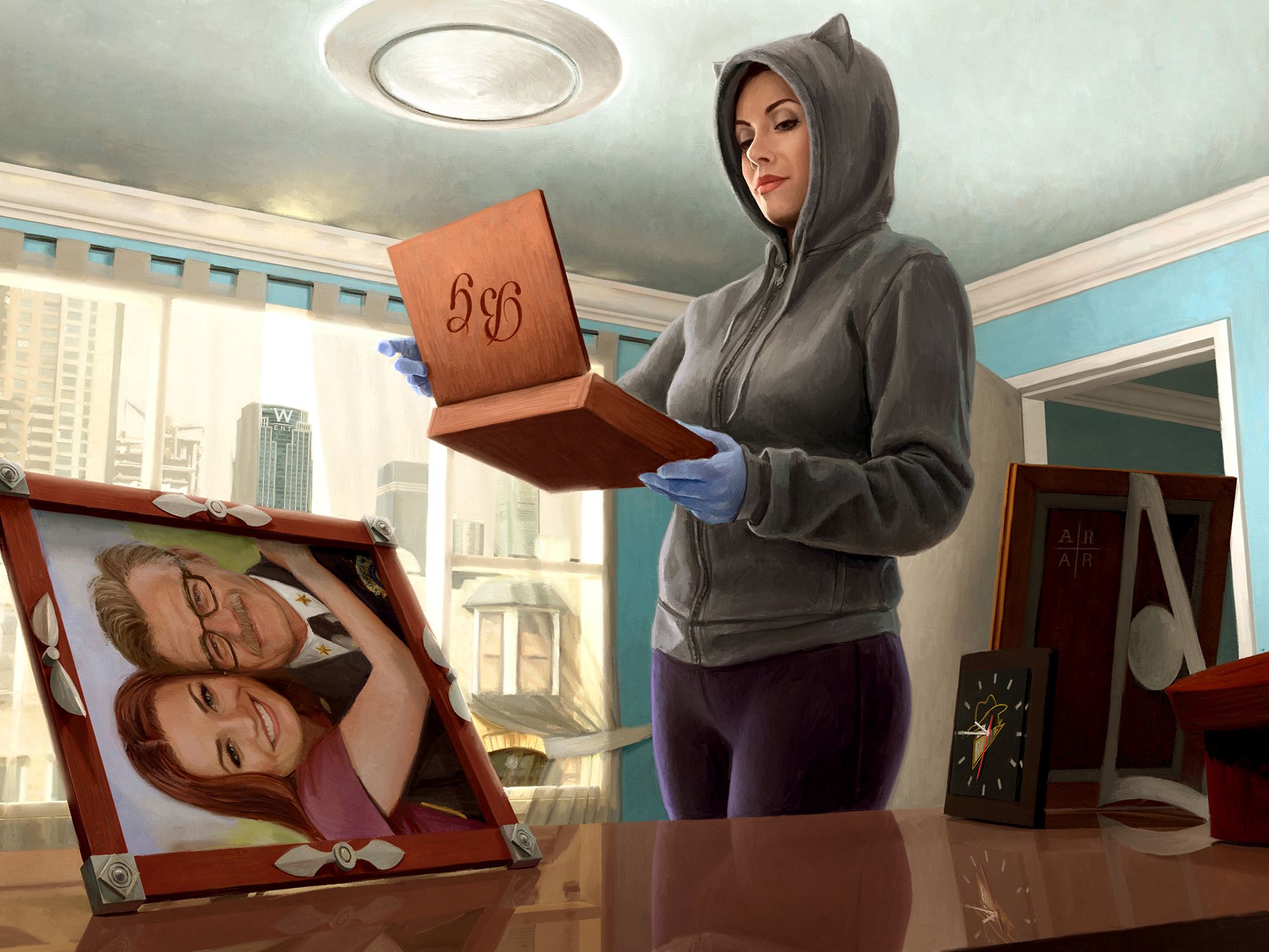 Catwoman holding a wooden box with initials HD Wallpaper