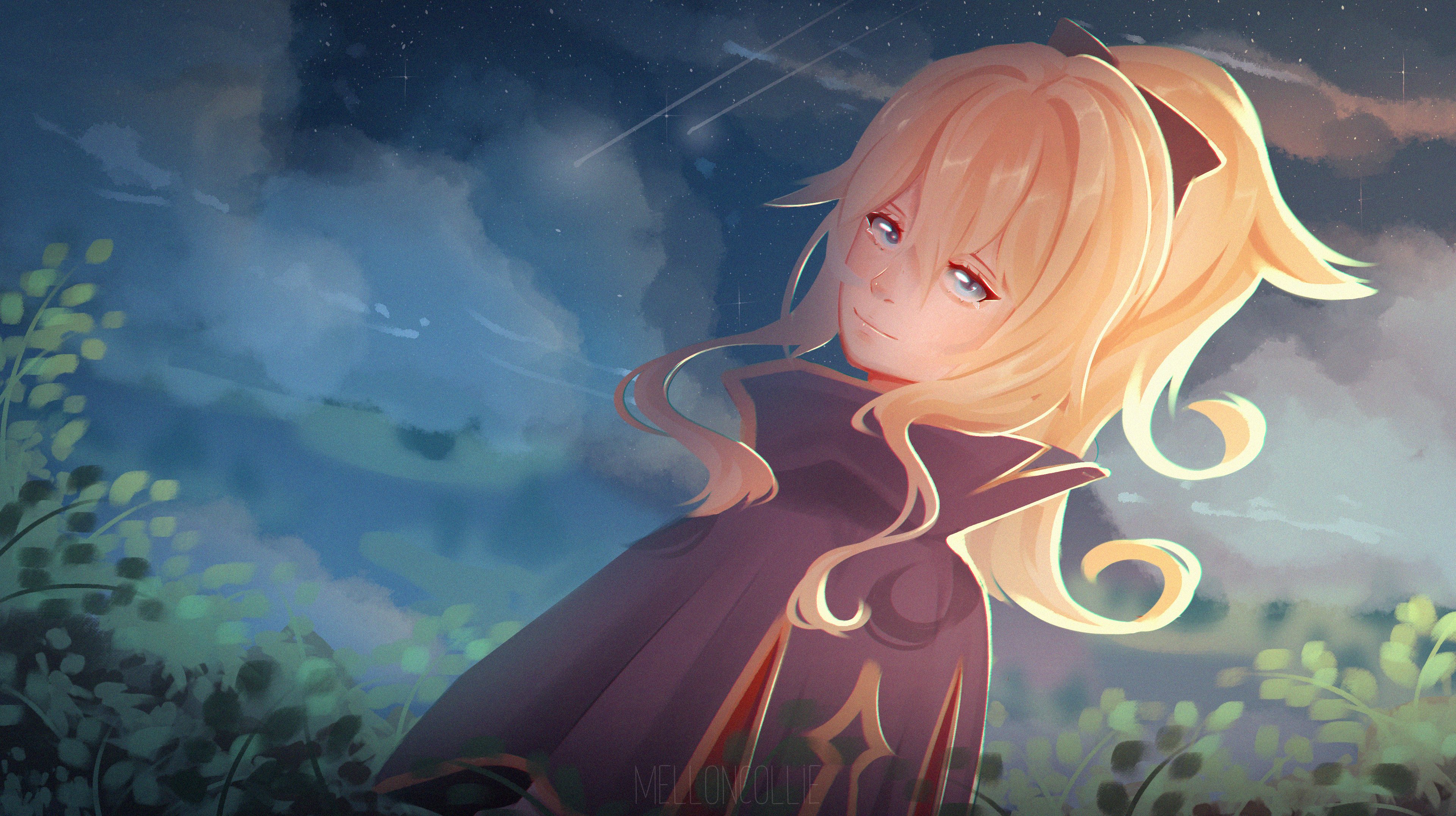 Jean from Genshin Impact in a starry night HD Wallpaper