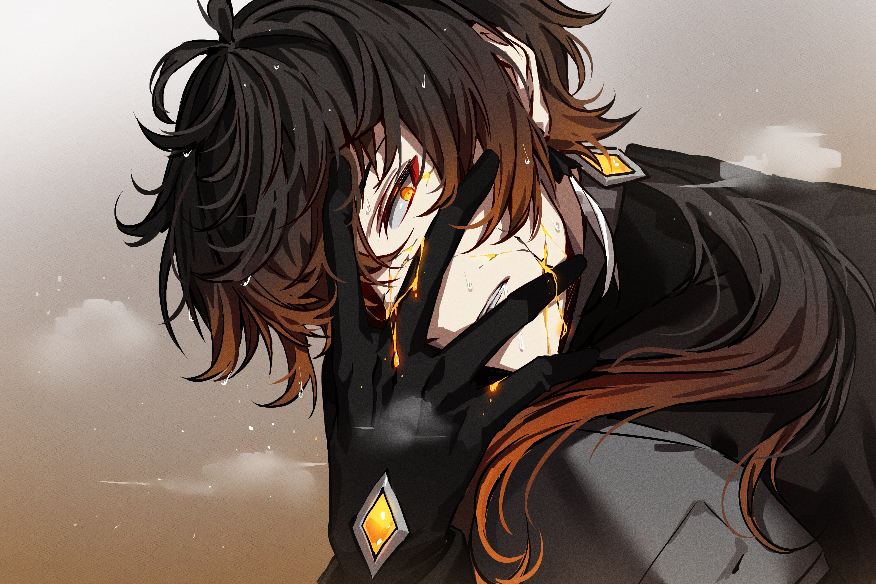 Zhongli from Genshin Impact with golden tears HD Wallpaper