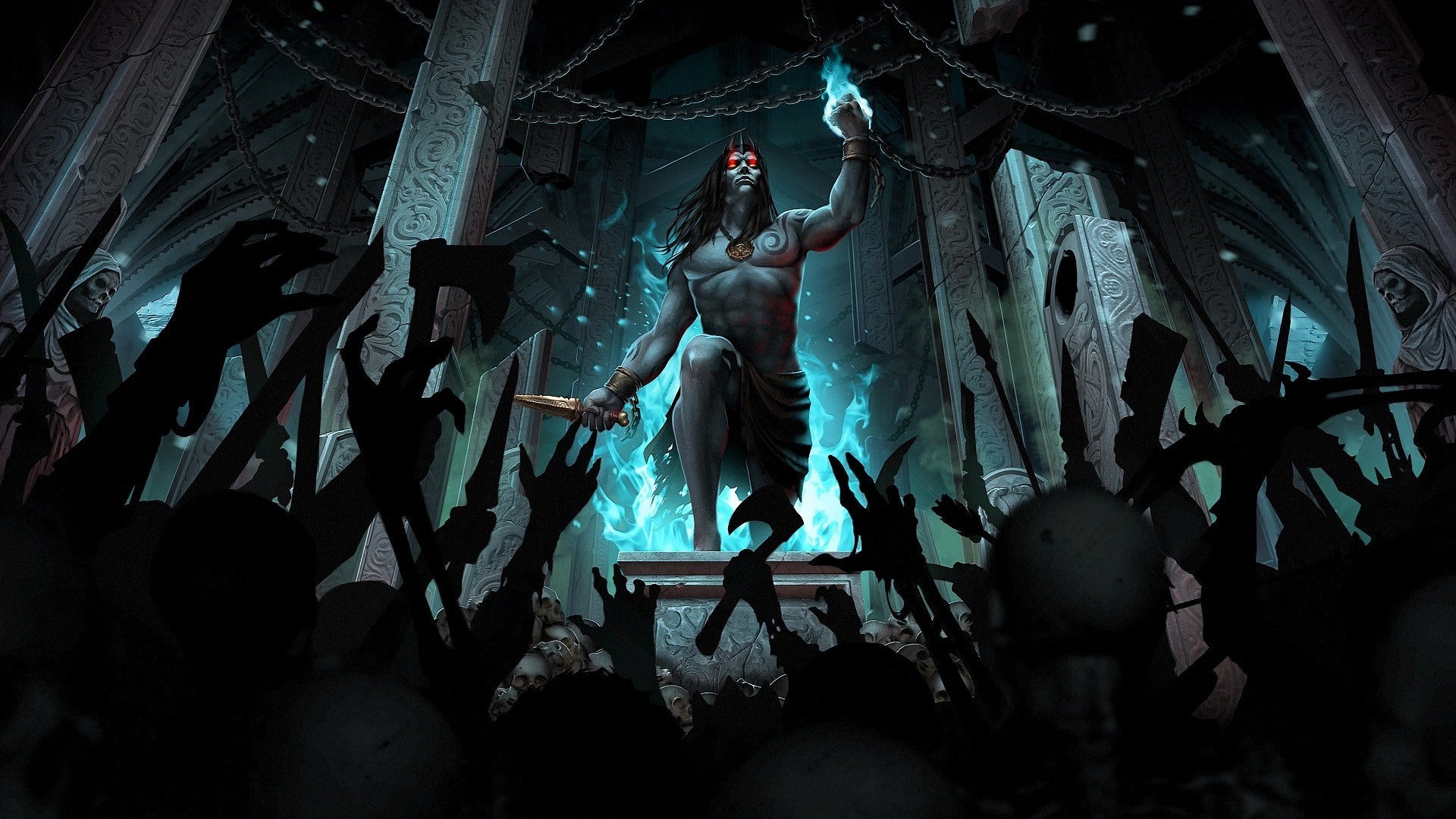 Iratus Lord of the Dead summoning blue fire HD Wallpaper