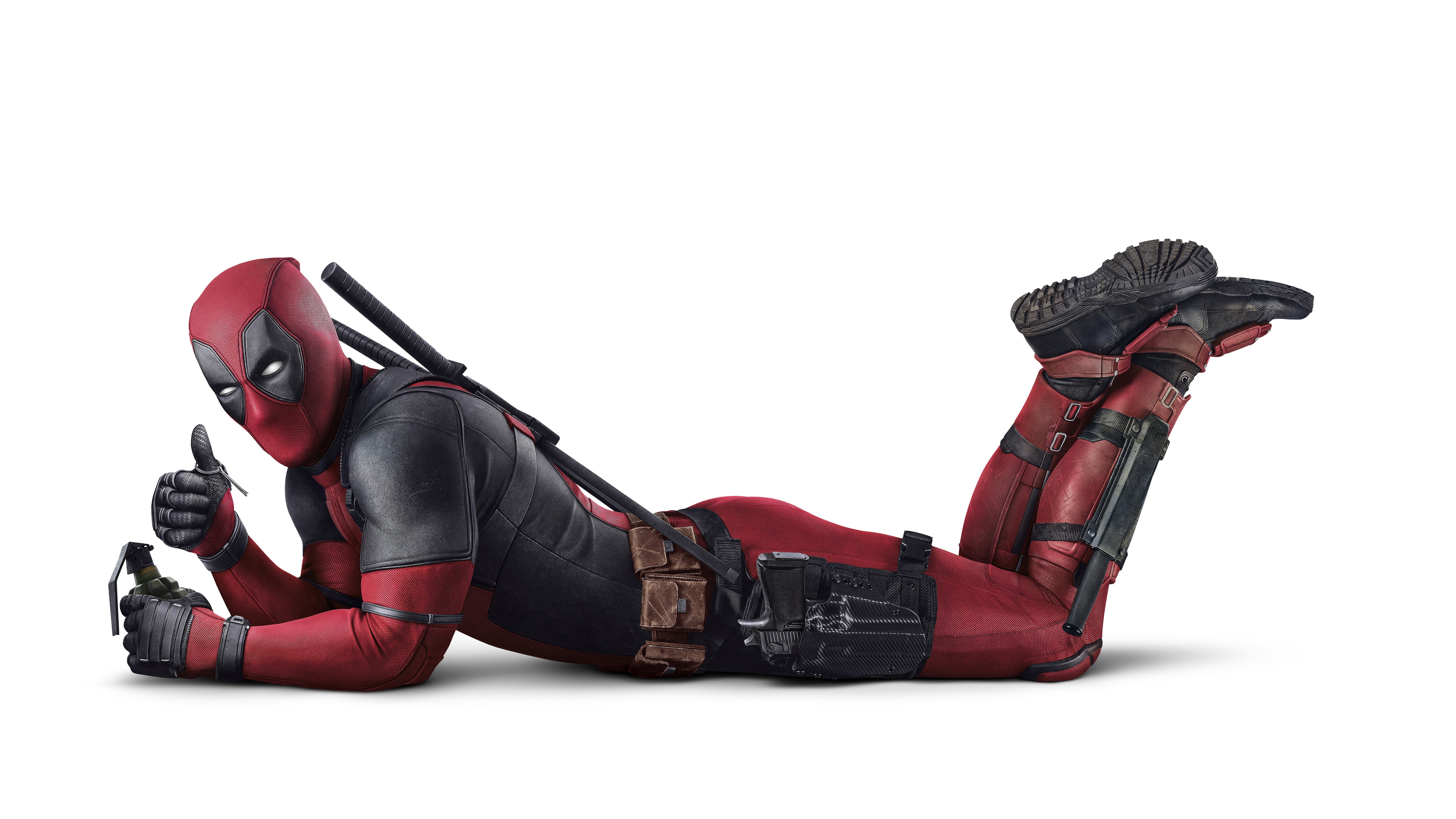 Deadpool holding a grenade and giving a thumbs up HD Wallpaper