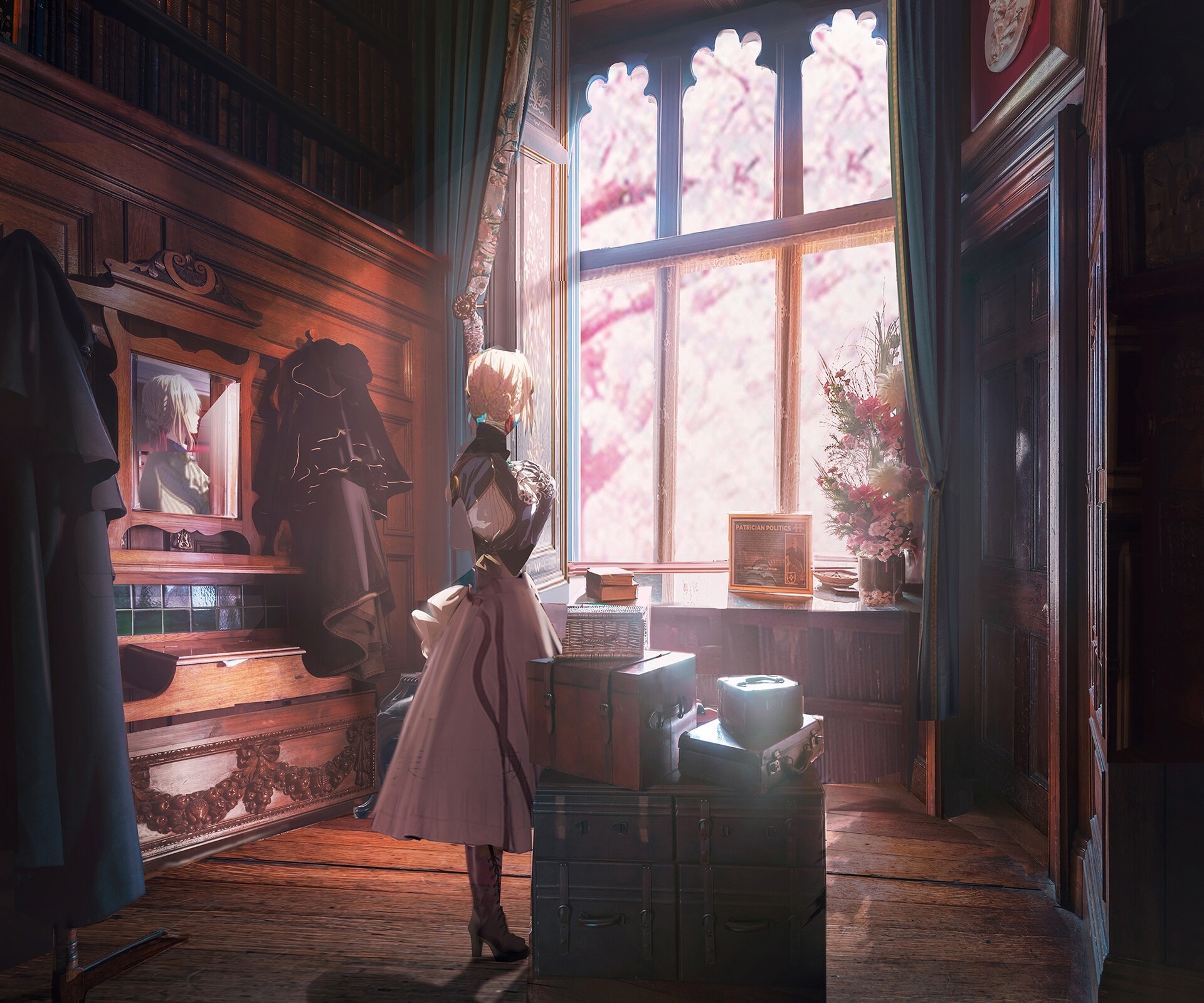 Violet Evergarden in a room with a window HD Wallpaper