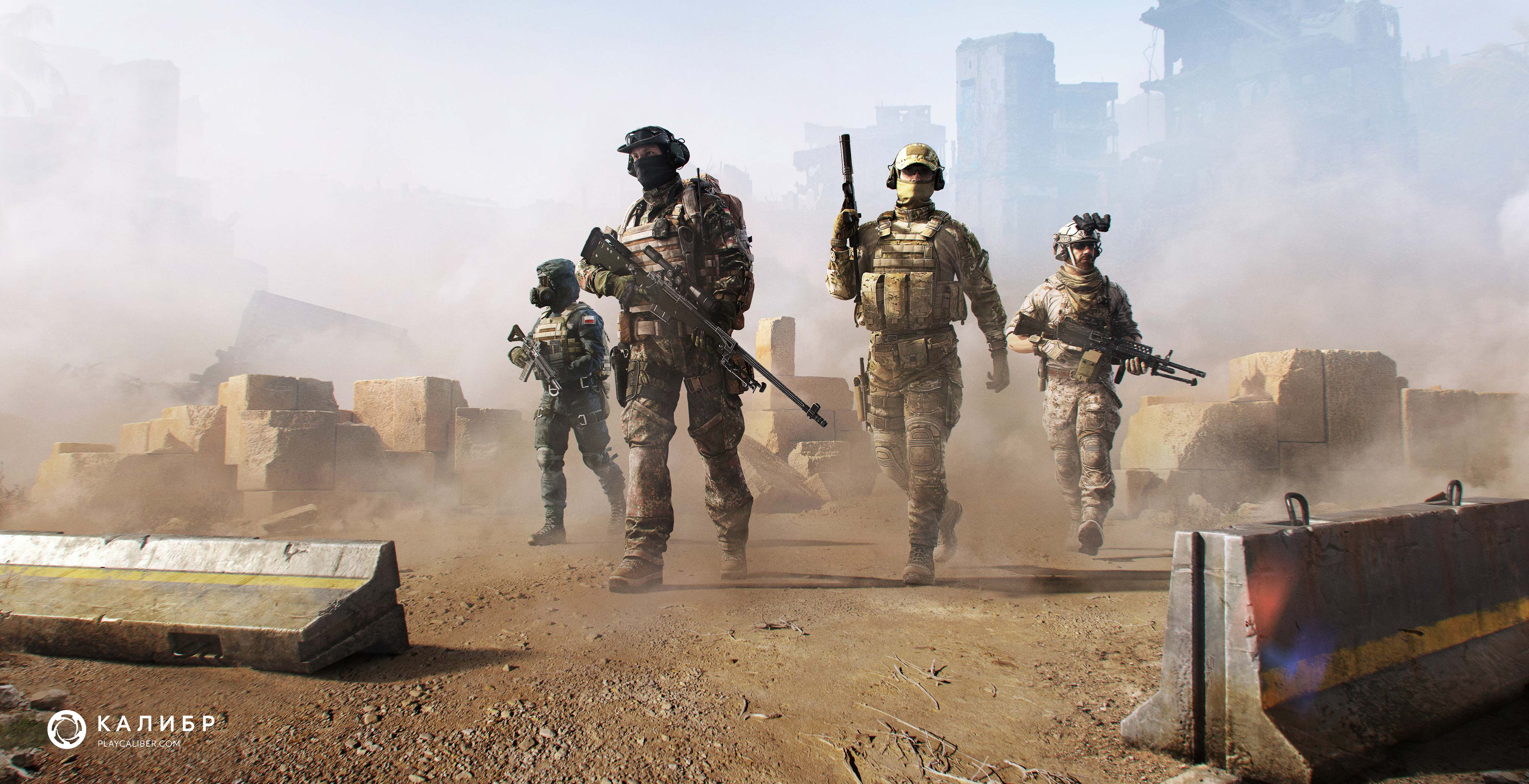Caliber Soldiers in a Ruined City HD Wallpaper