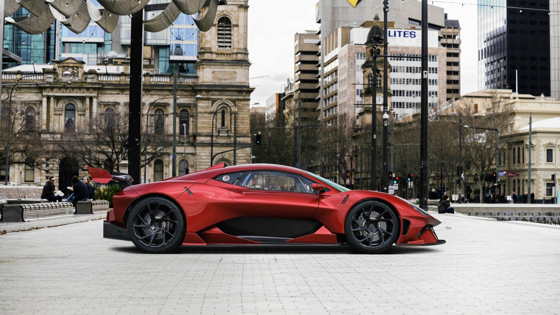 Red Brabham BT62R Sport Car in City HD Wallpaper