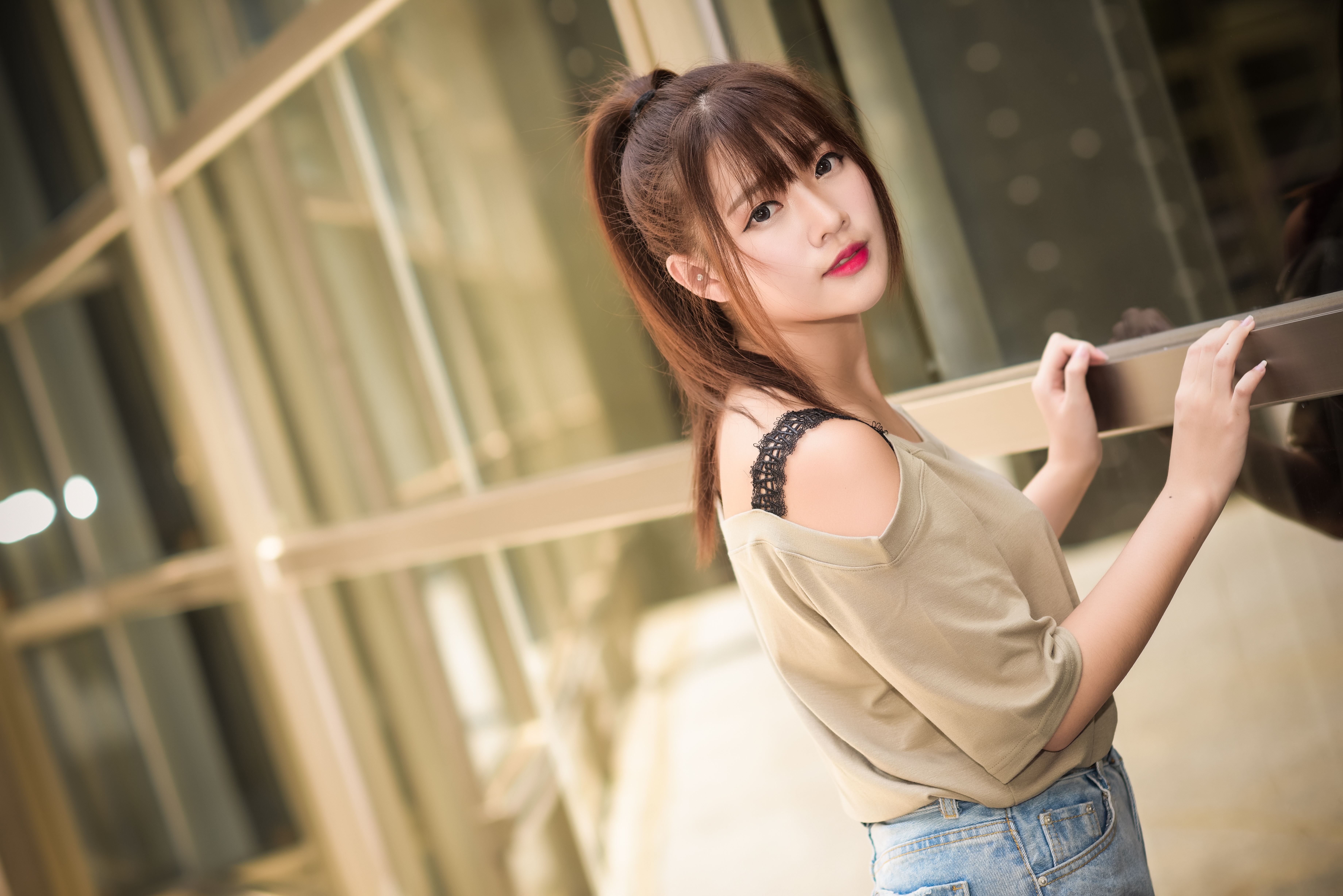 Brunette Woman in Soft Light 4K HD Wallpaper
