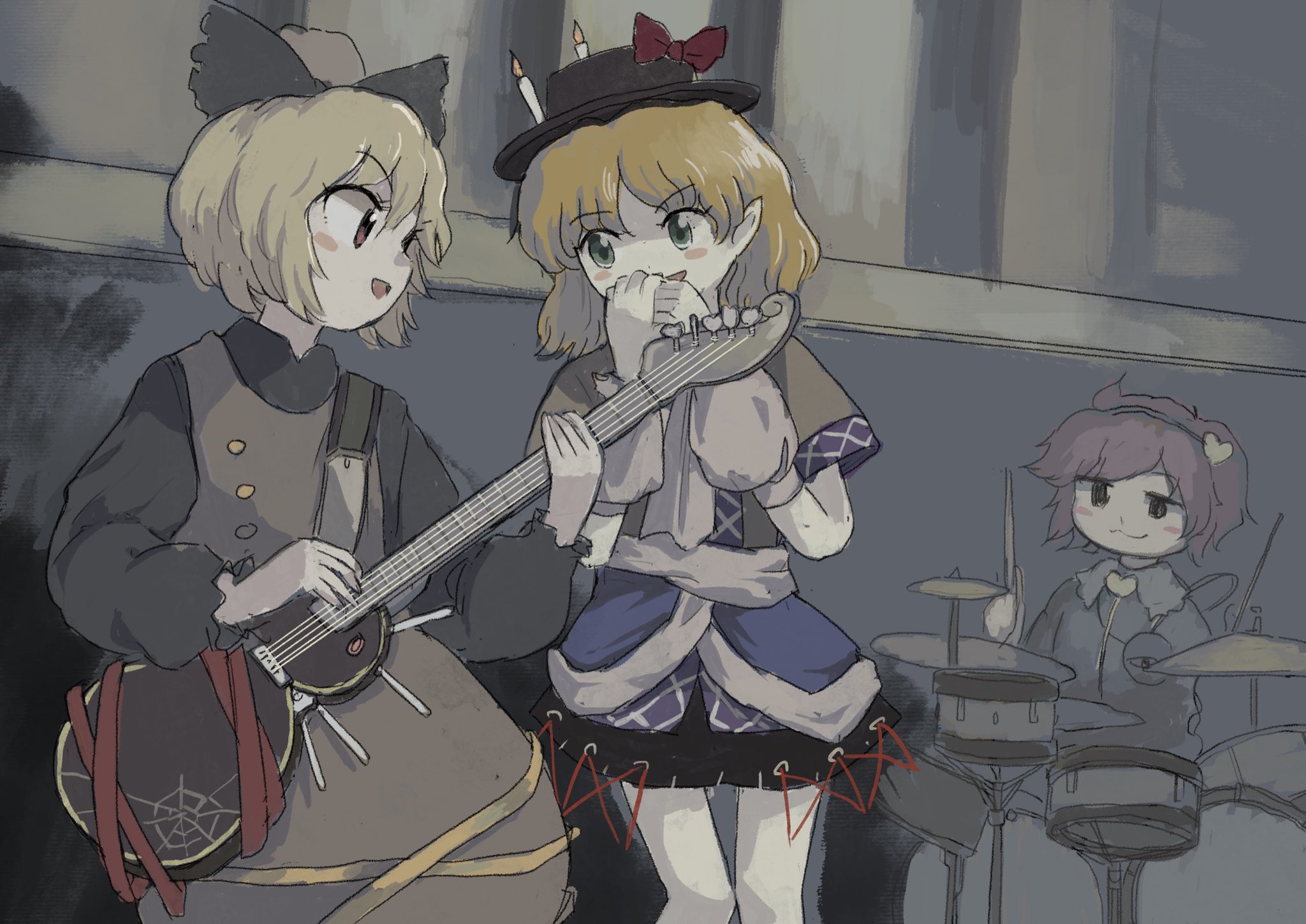 Touhou: Parsee, Satori, and Yamame playing music HD Wallpaper