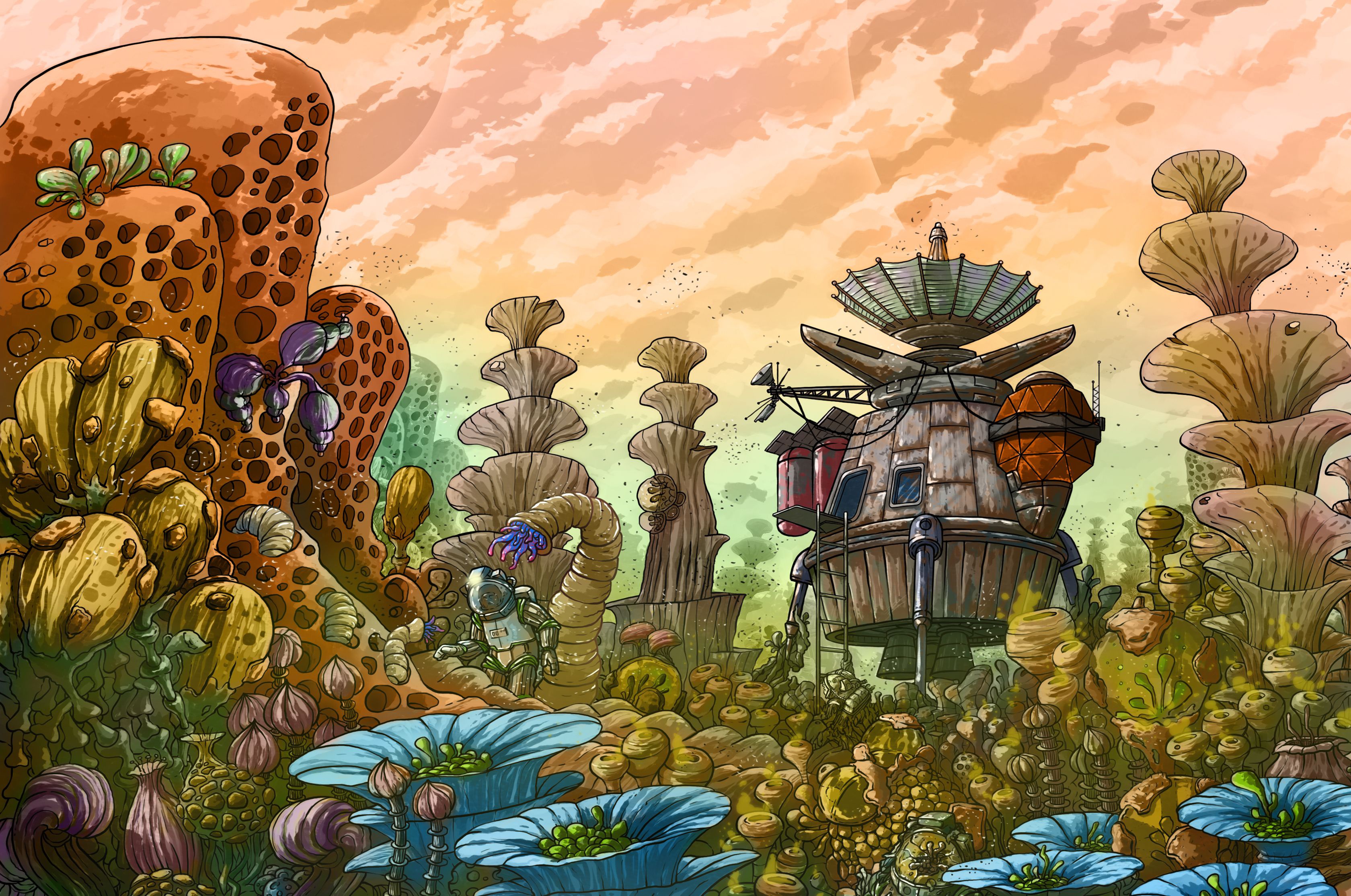 Sci Fi Exploration Spaceship on Alien Planet HD Wallpaper