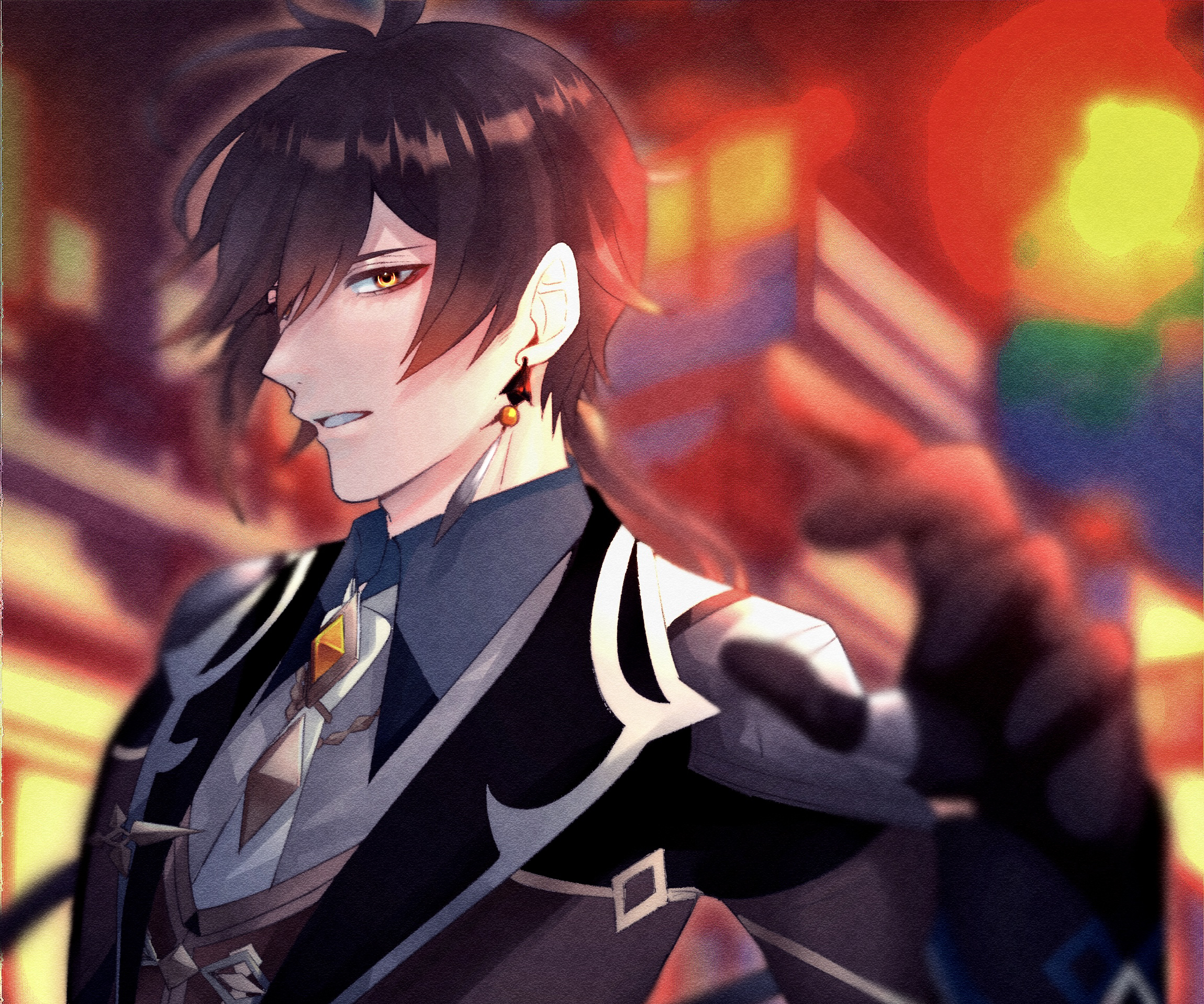 Zhongli from Genshin Impact in a suit HD Wallpaper