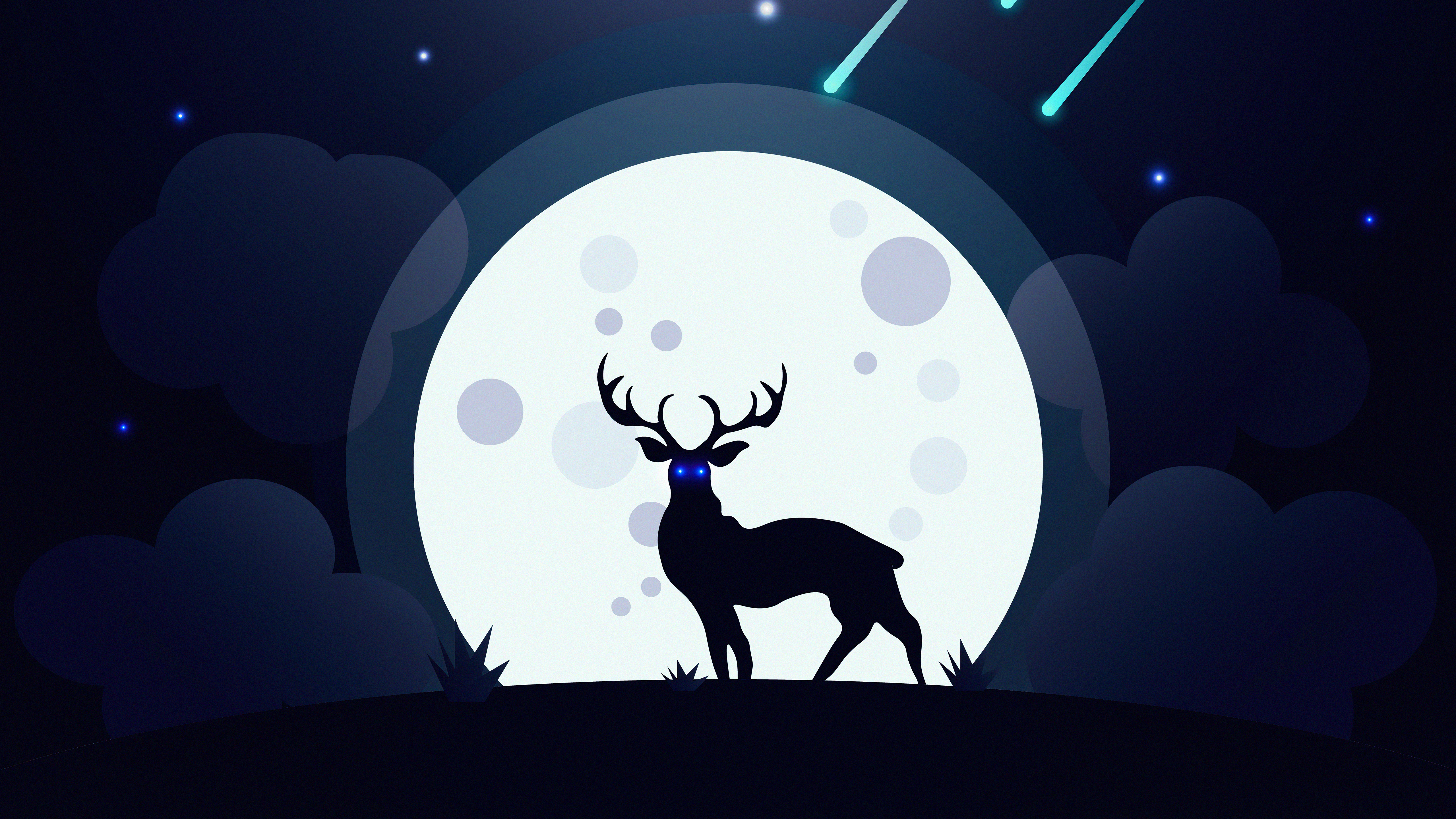 Minimalist 4K Moon and Reindeer HD Wallpaper