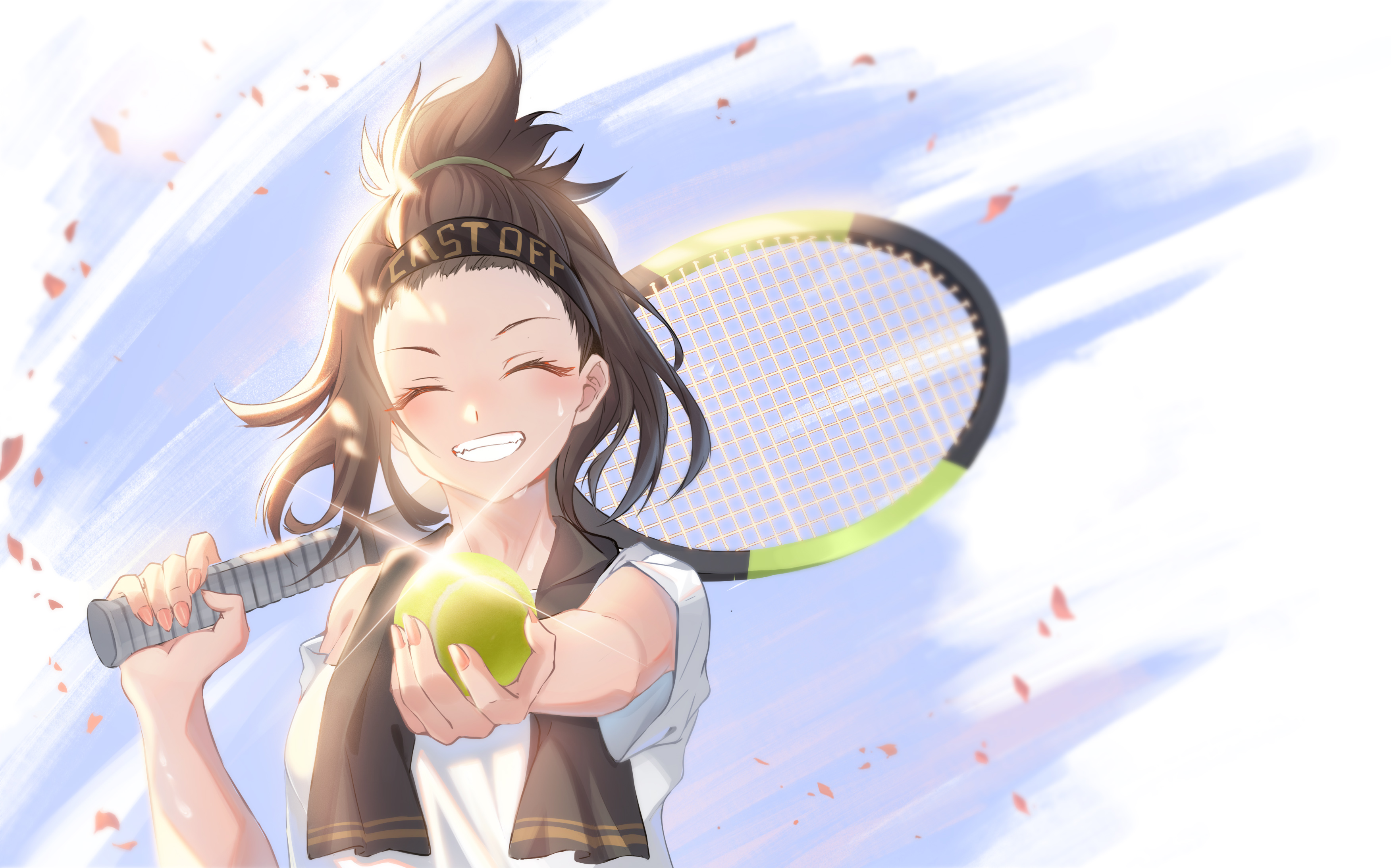 Cooper from Azur Lane holding a tennis ball and racket HD Wallpaper