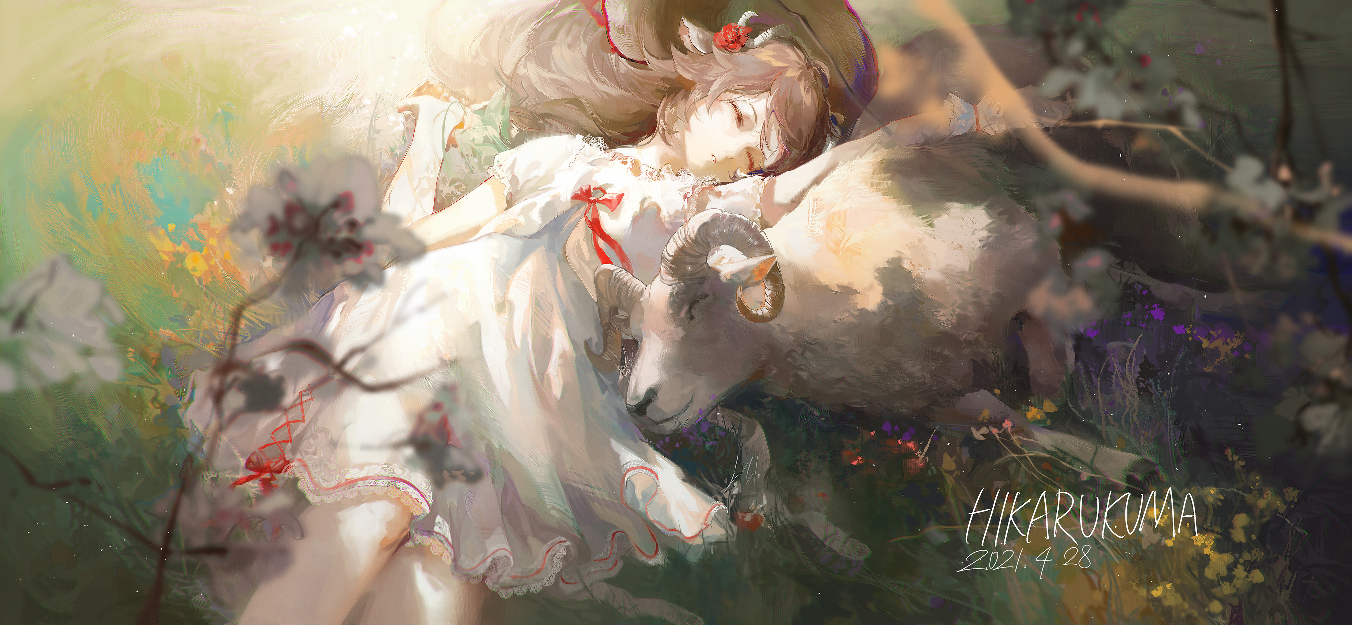 Eyjafjalla sleeping with a ram HD Wallpaper