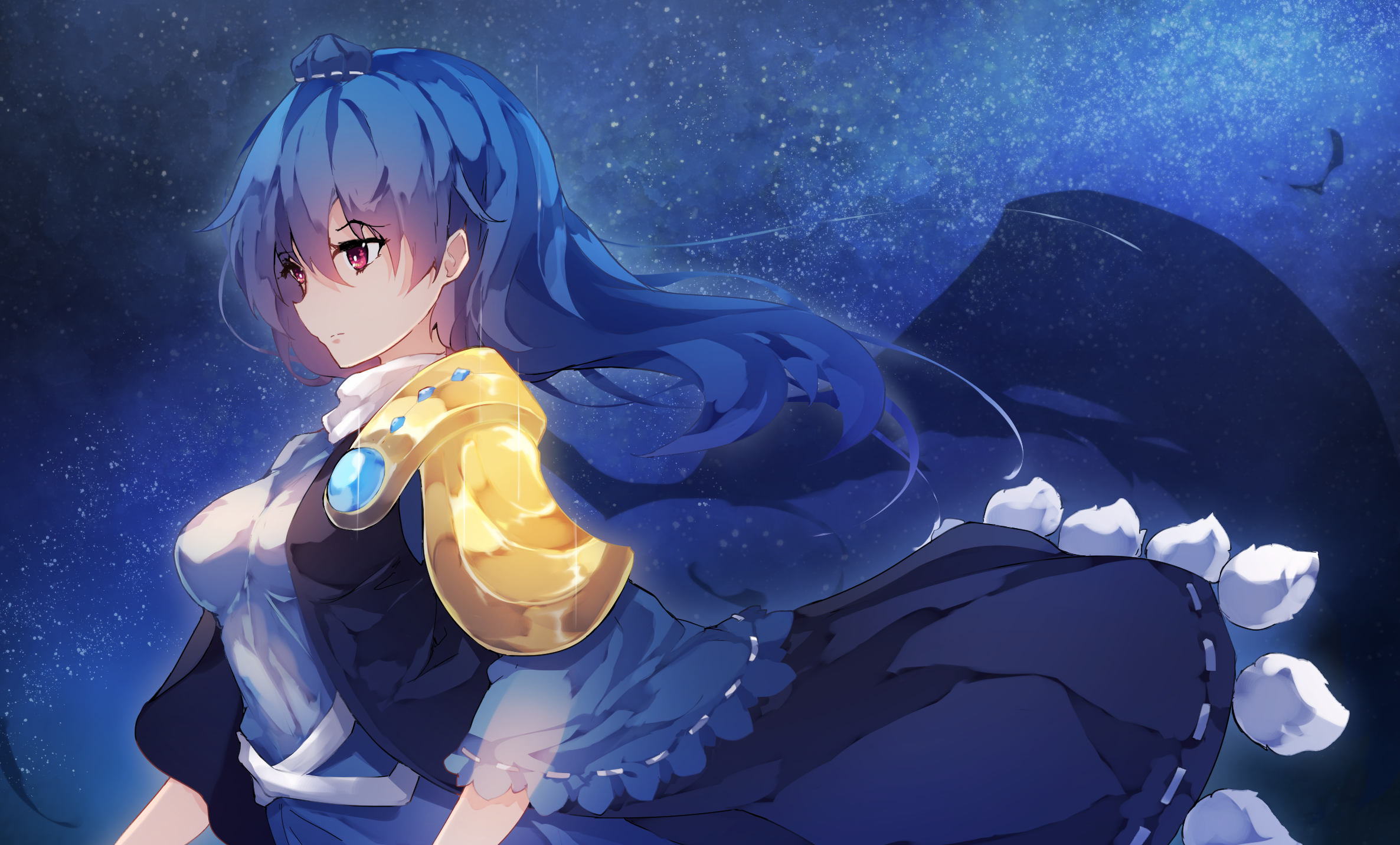 Megumu Iizunamaru from Touhou in a starry night HD Wallpaper