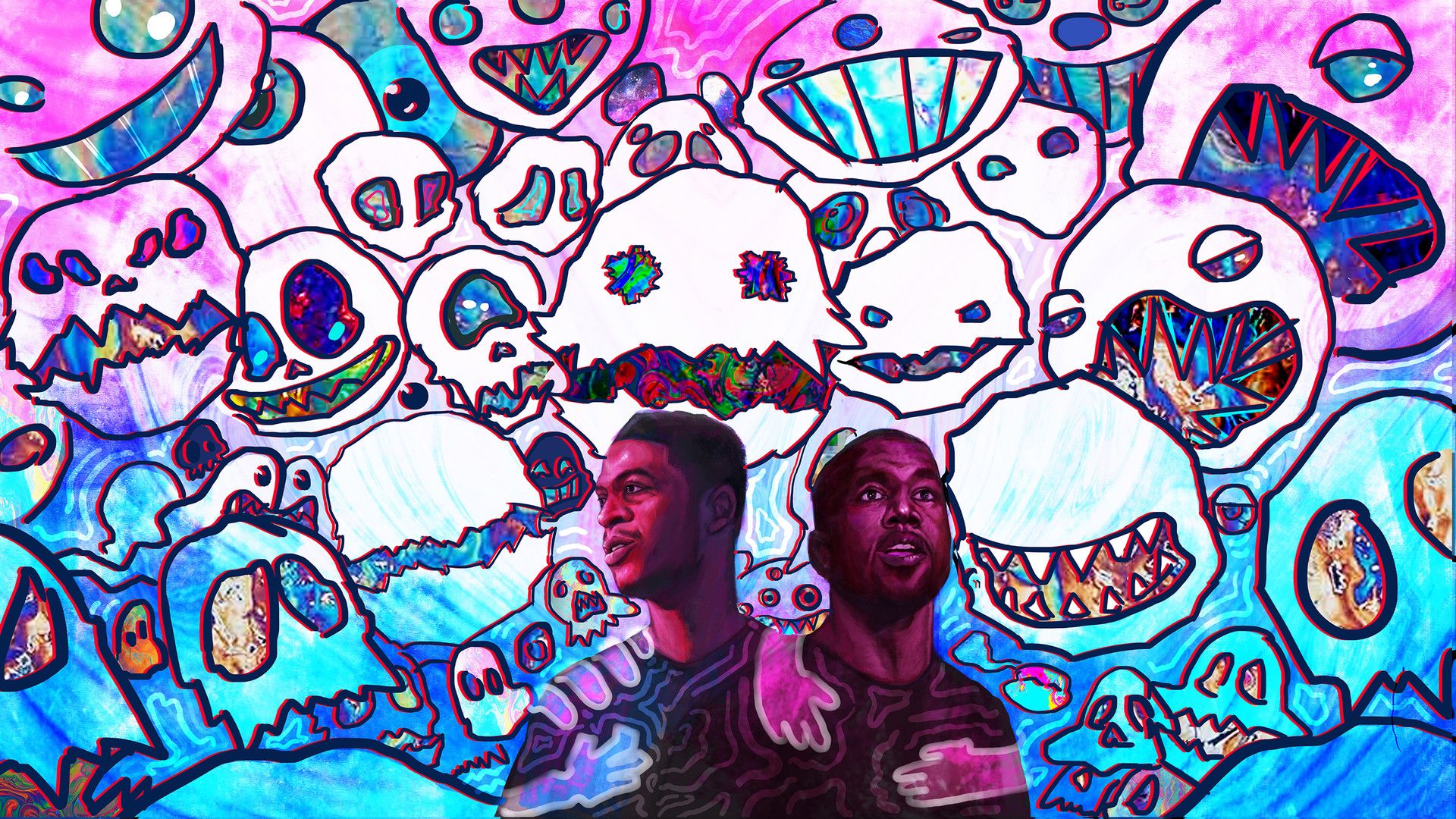 Kids See Ghosts album art with Kanye West and Kid Cudi HD Wallpaper