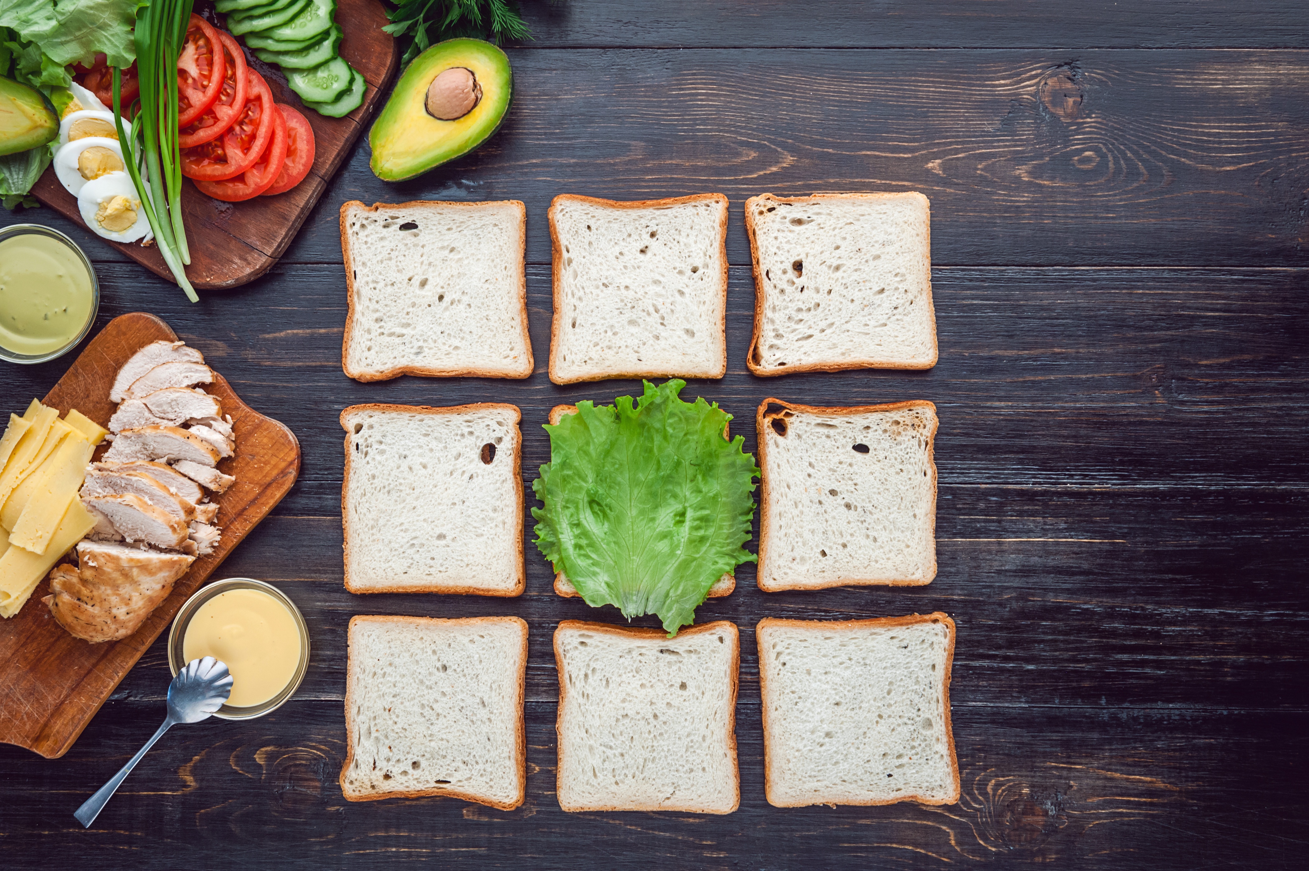 Sandwich Ingredients on a Wooden Table HD Wallpaper