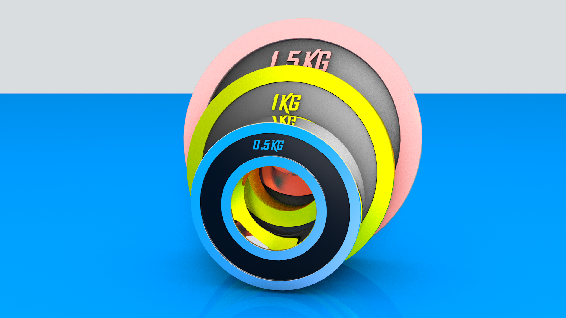 Colorful weight plates with weights labeled HD Wallpaper