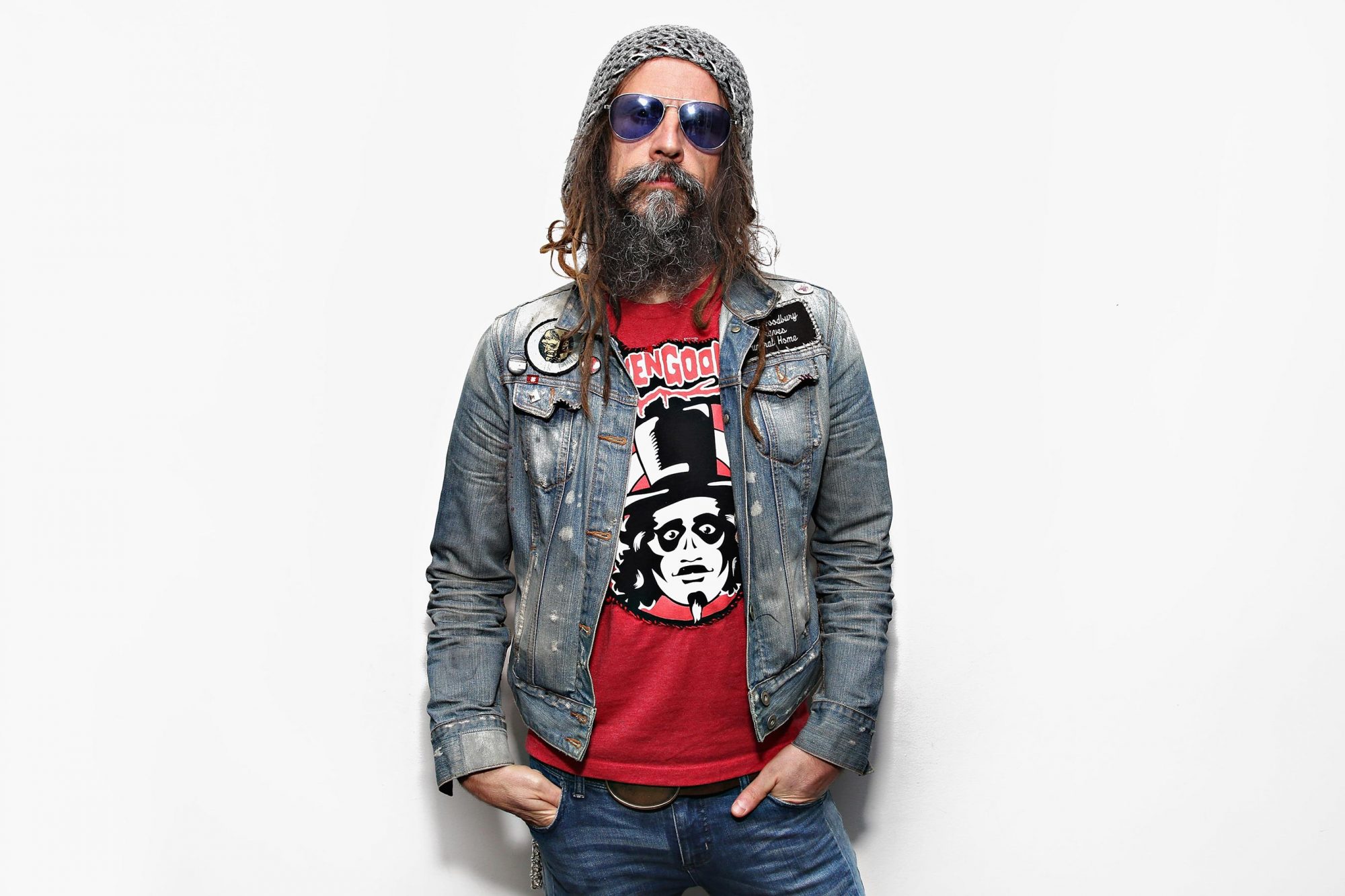 Rob Zombie wearing a denim jacket and sunglasses HD Wallpaper