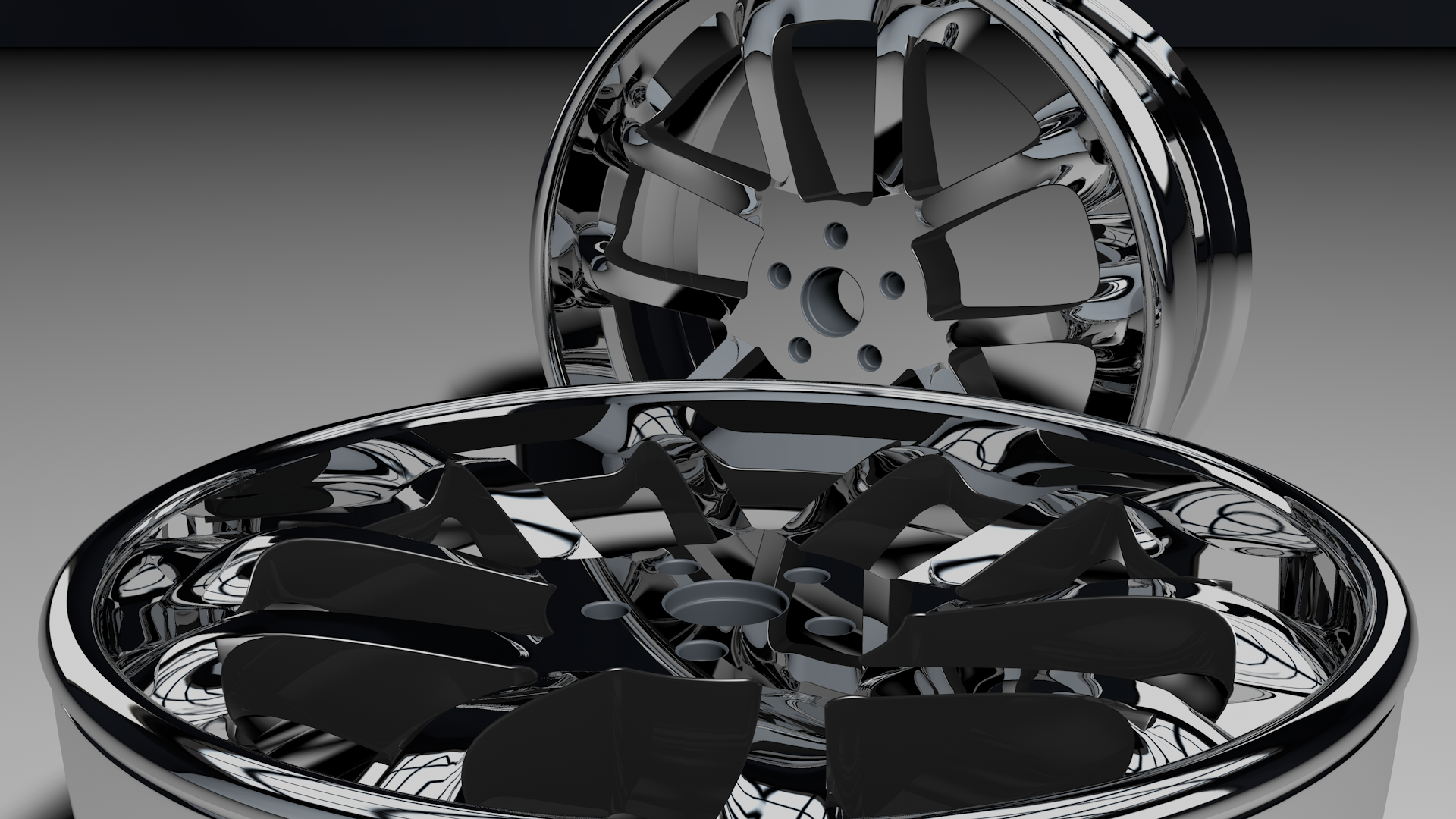 Chrome and black car wheels HD Wallpaper