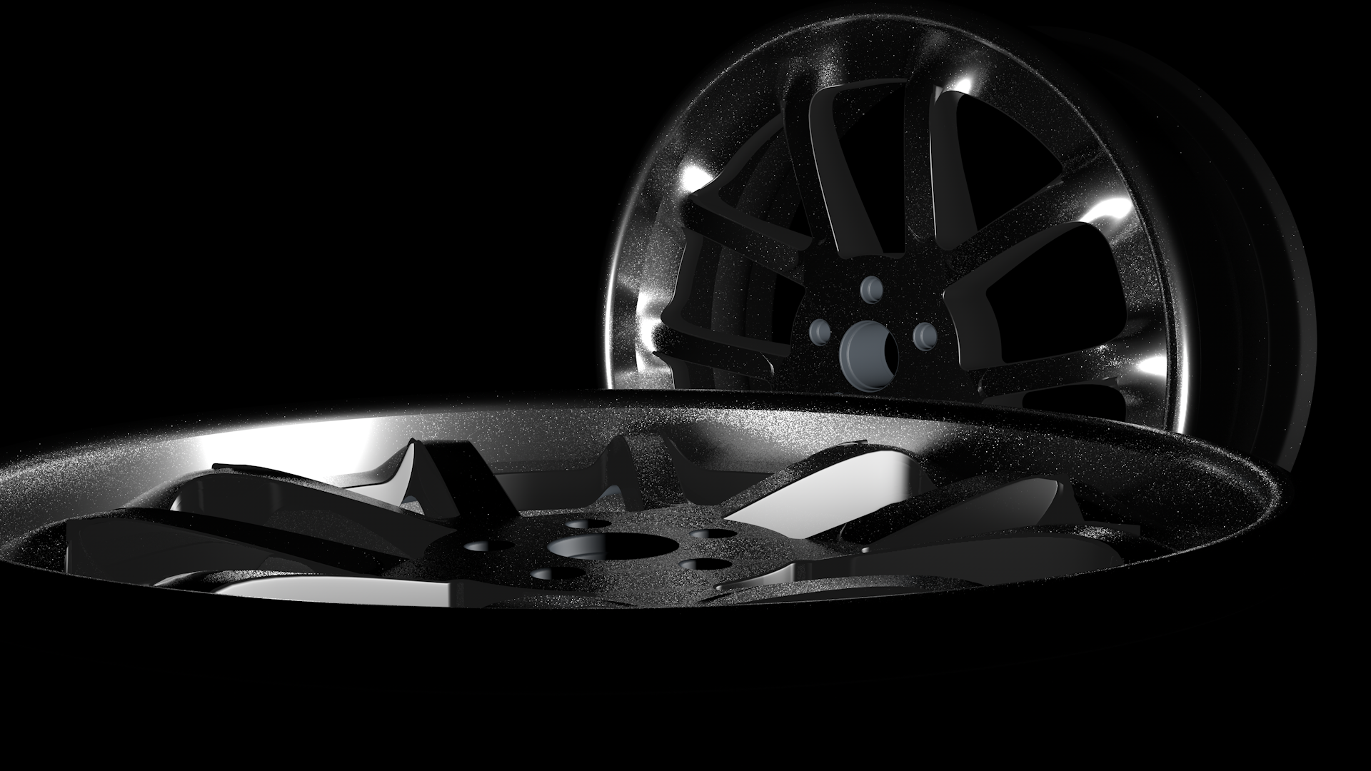 Black CGI 3D Car Wheels HD Wallpaper