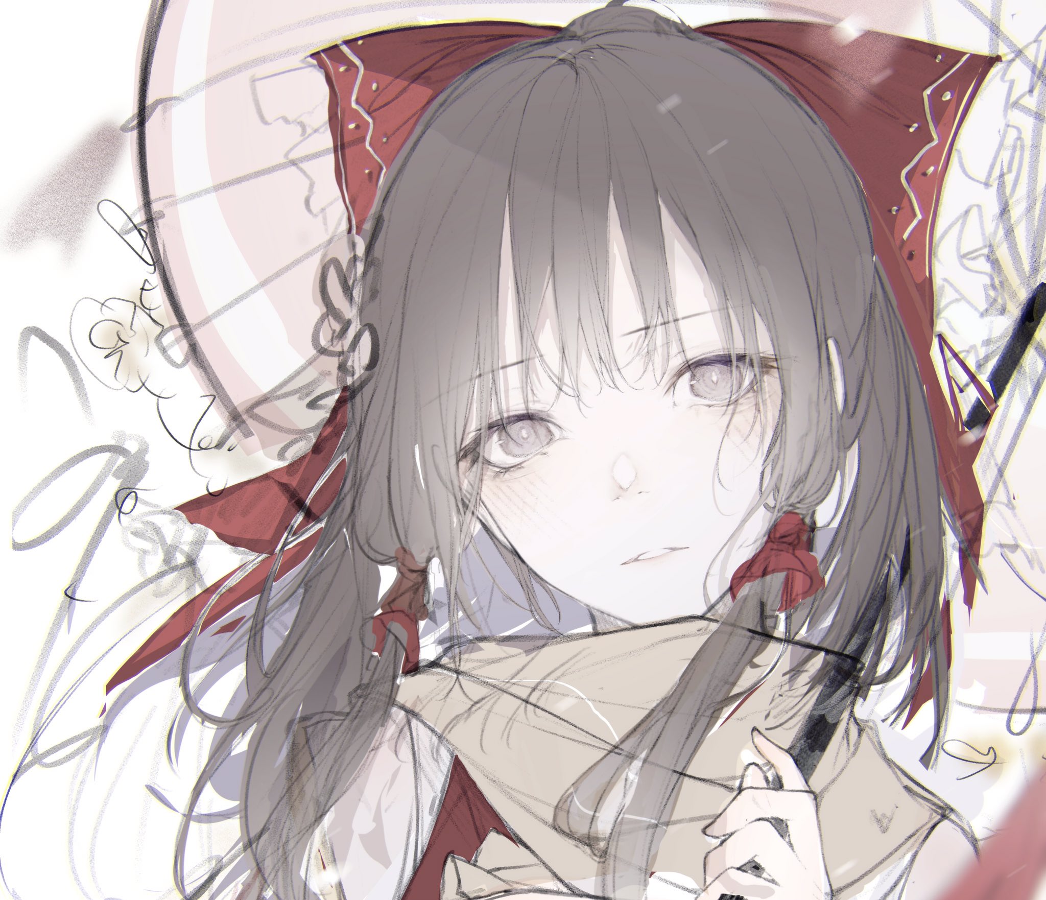 Reimu Hakurei holding a parasol HD Wallpaper