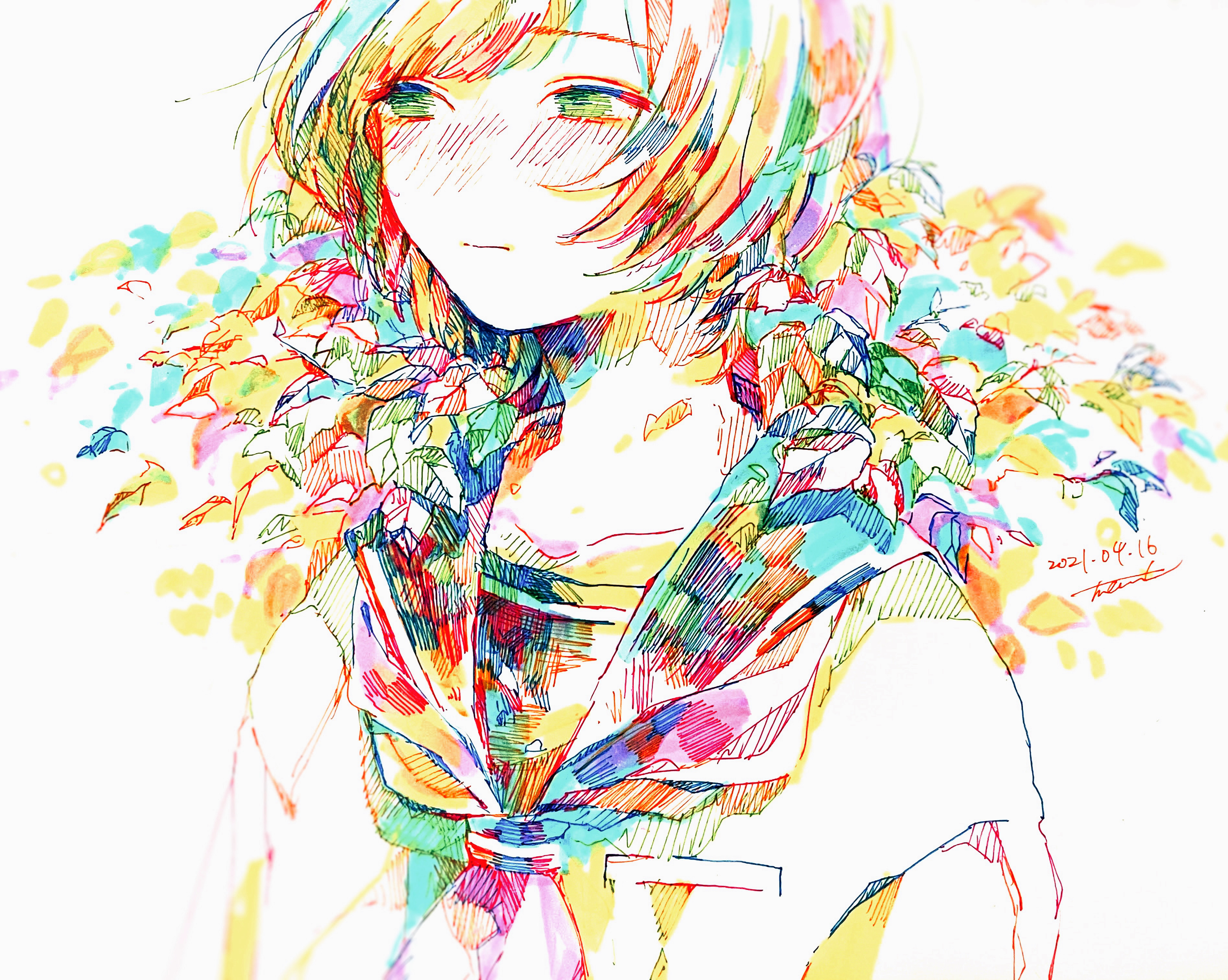 Girl with Short Hair and Green Eyes HD Wallpaper