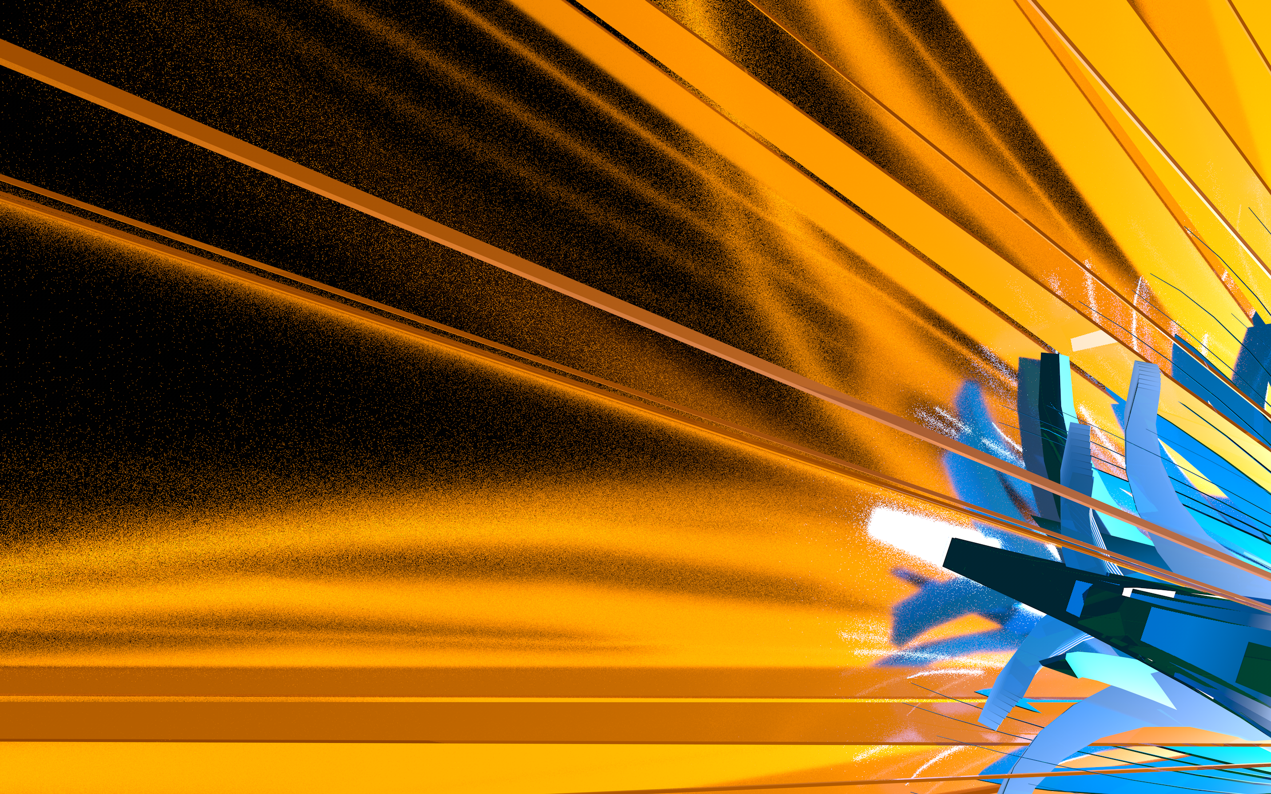 Abstract Yellow and Blue CGI Shapes HD Wallpaper