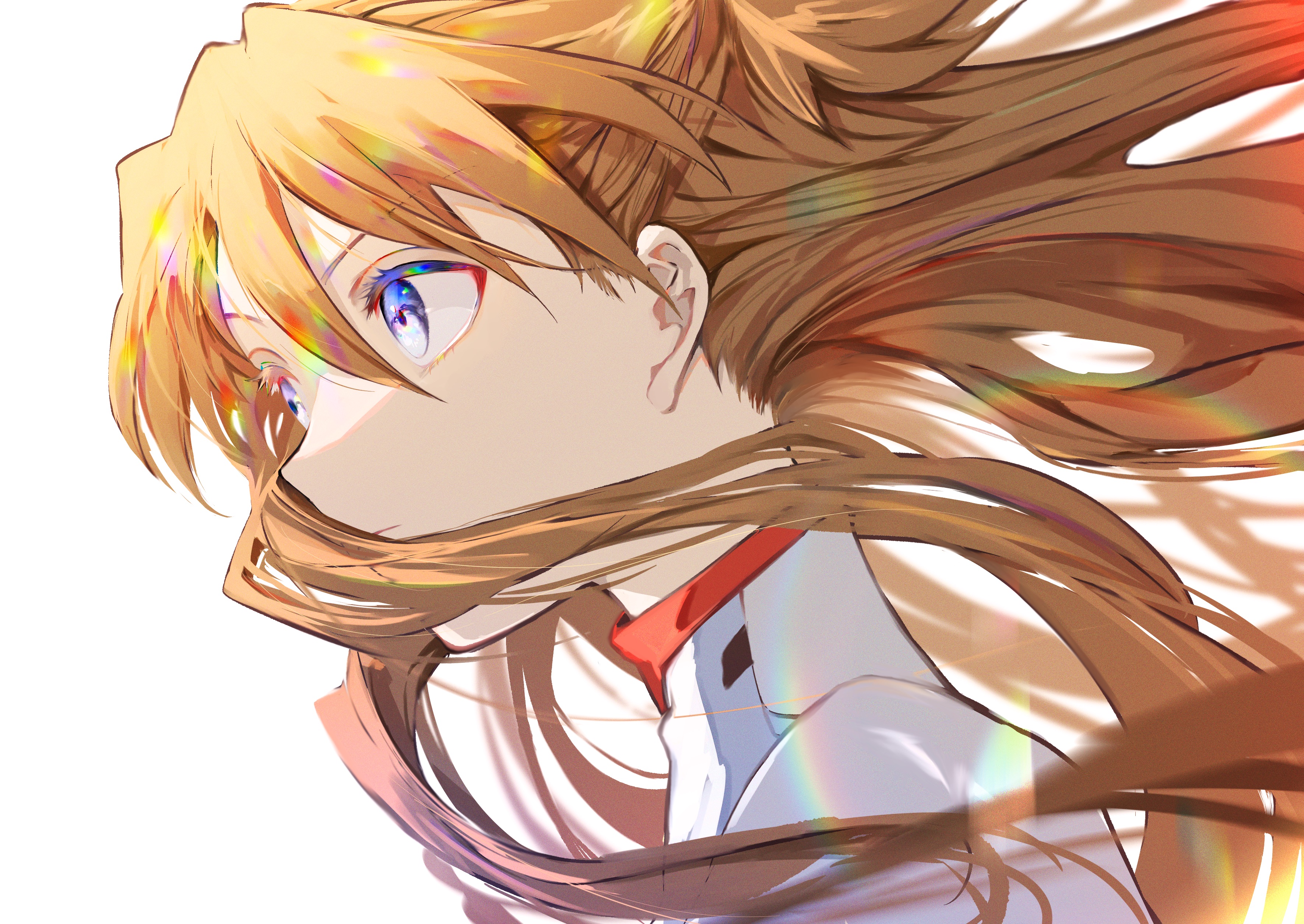 Asuka Langley Sohryu with Brown Hair and Blue Eyes HD Wallpaper