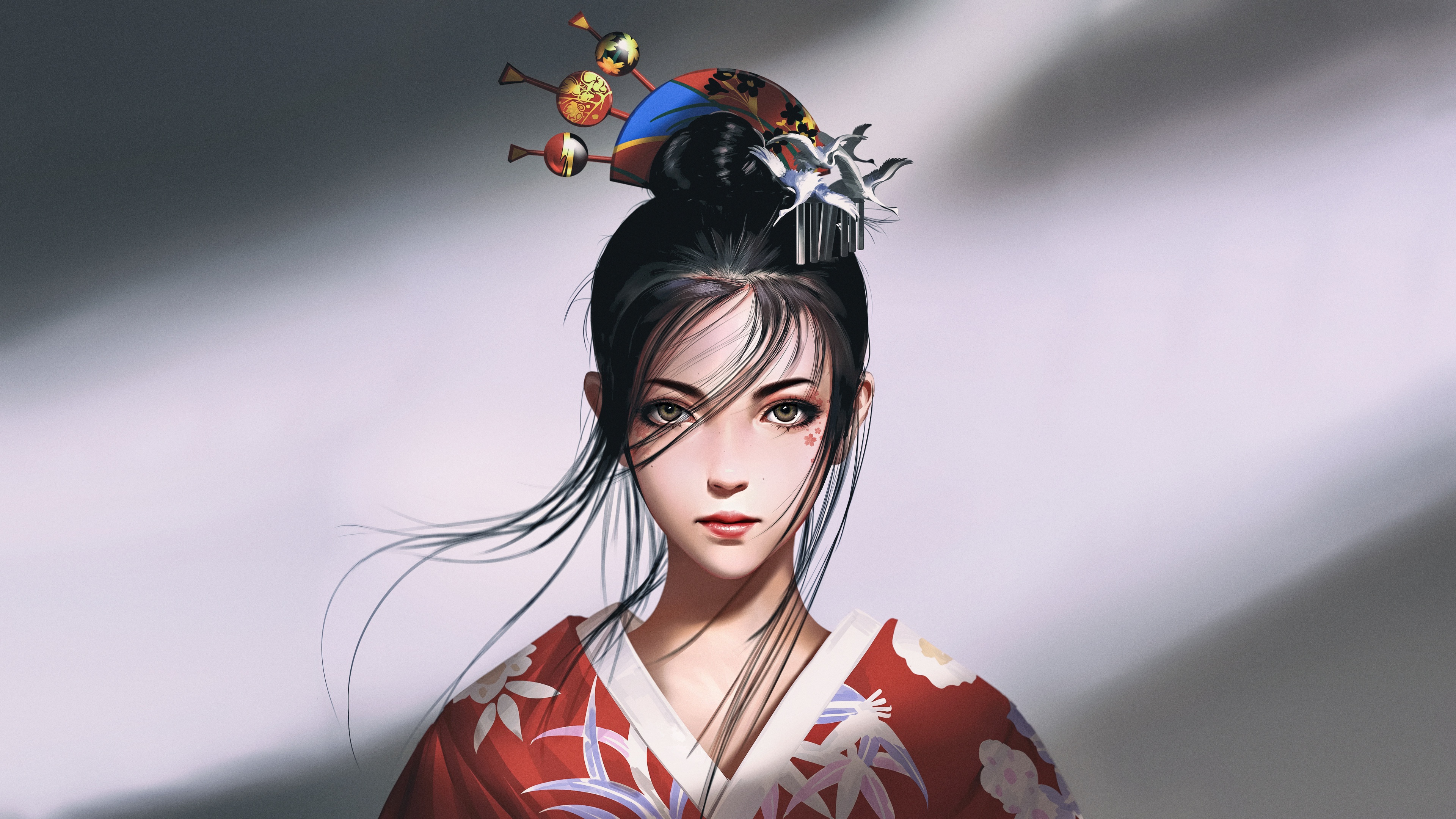 Fantasy Oriental Woman with Black Hair 4K HD Wallpaper