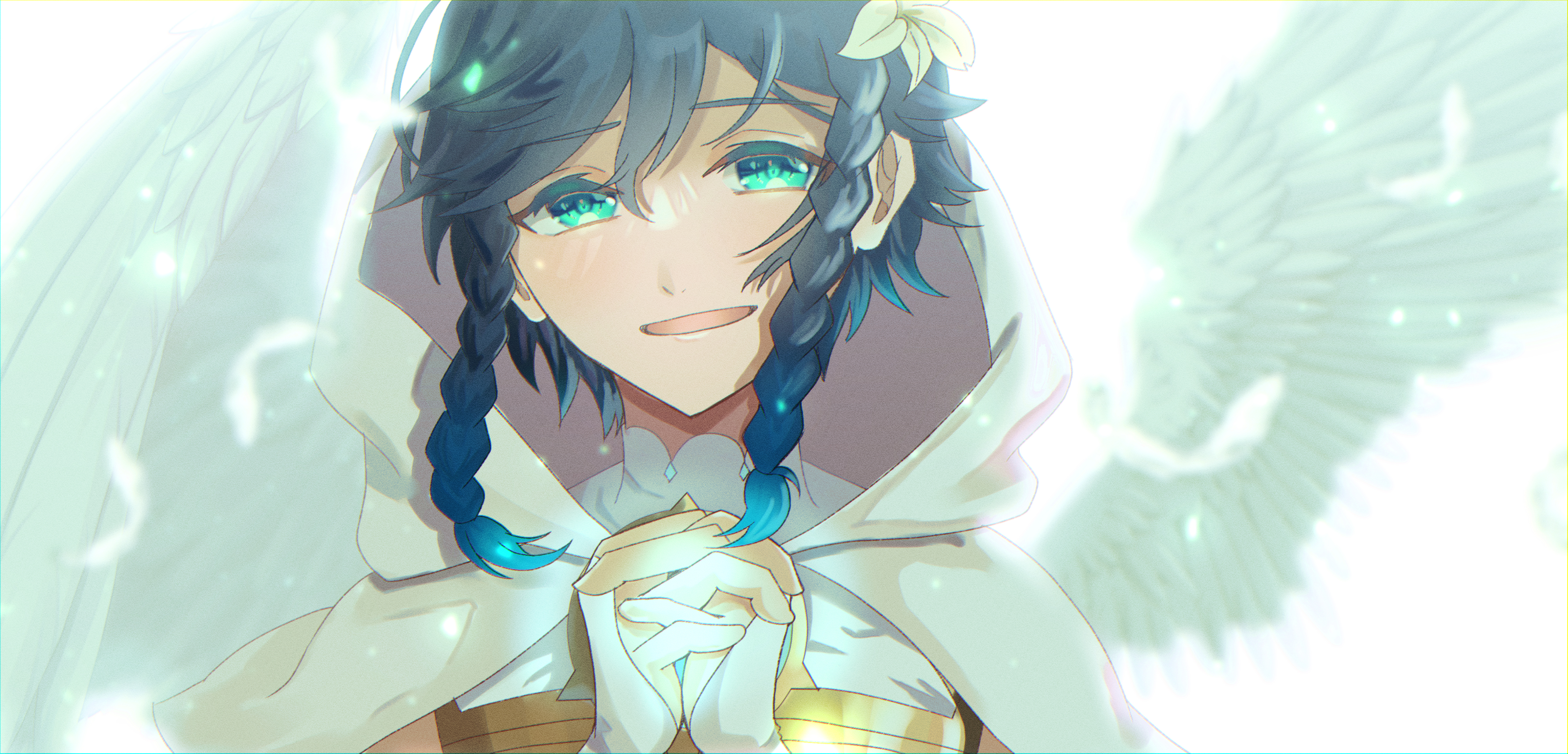 Venti from Genshin Impact with wings HD Wallpaper