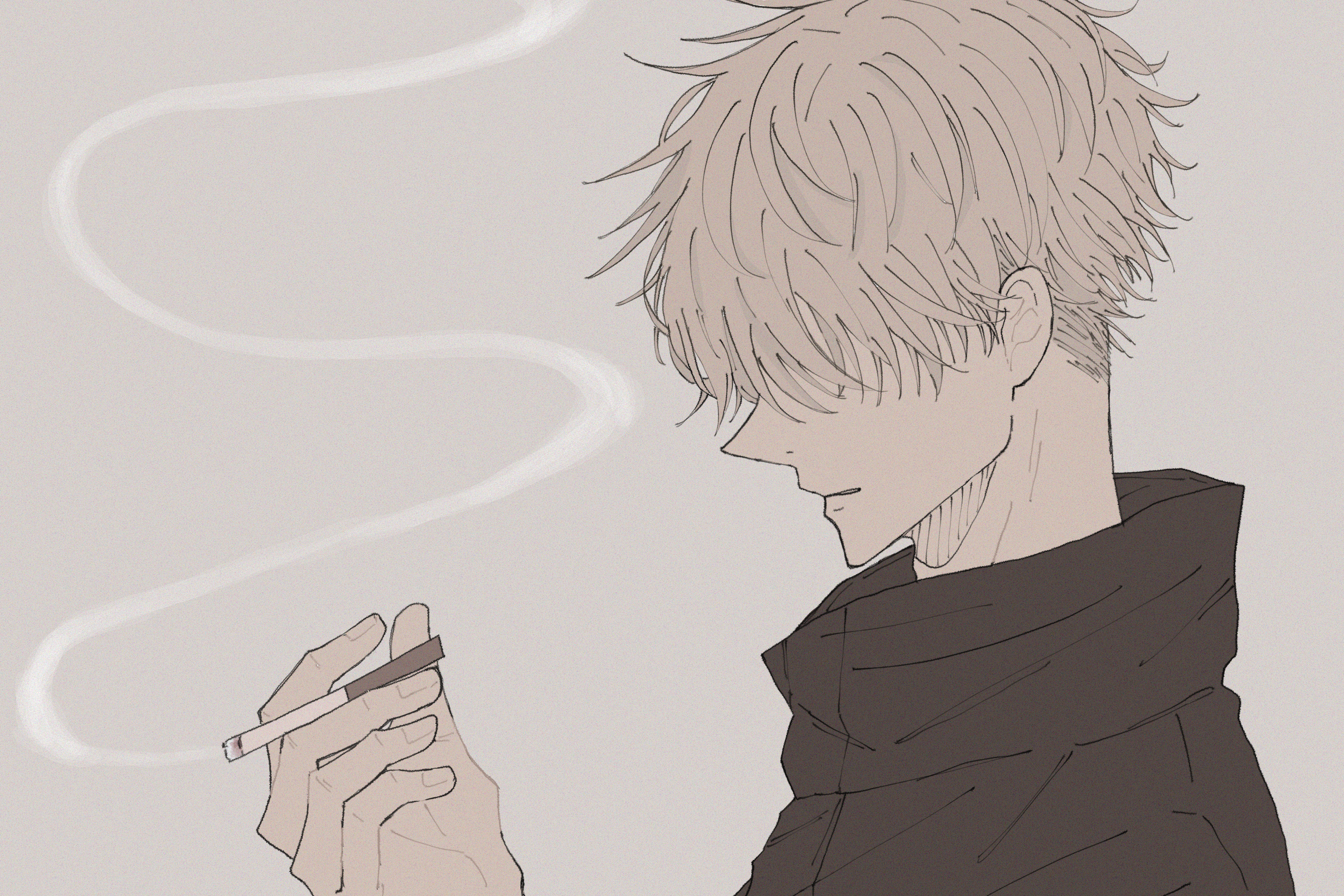 Satoru Gojo Smoking with Smoke Trails HD Wallpaper
