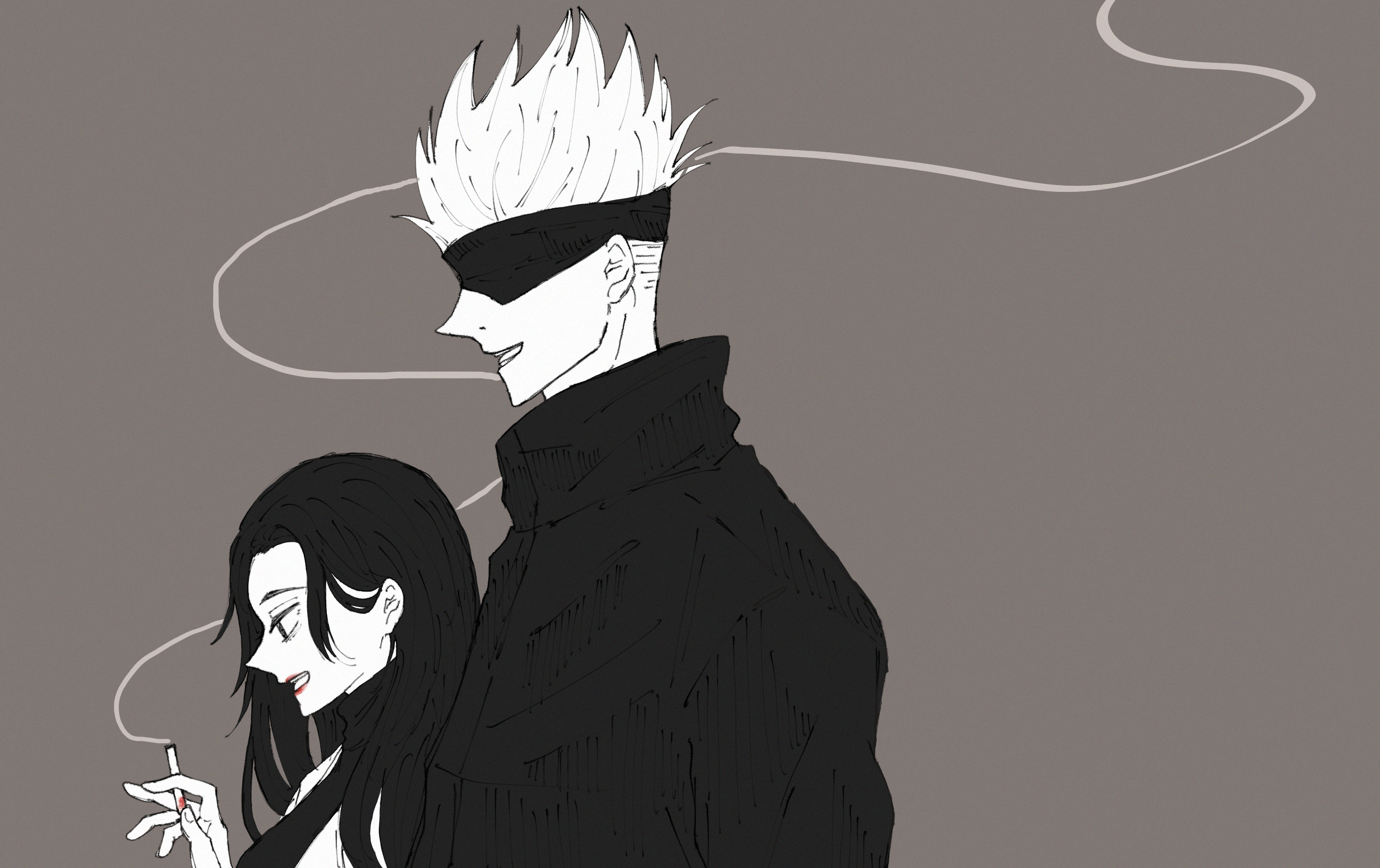 Satoru Gojo and Shoko Ieiri smoking HD Wallpaper