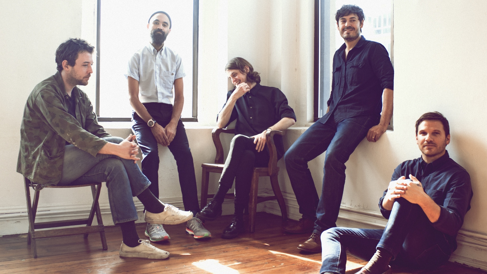 Fleet Foxes band members posing indoors HD Wallpaper