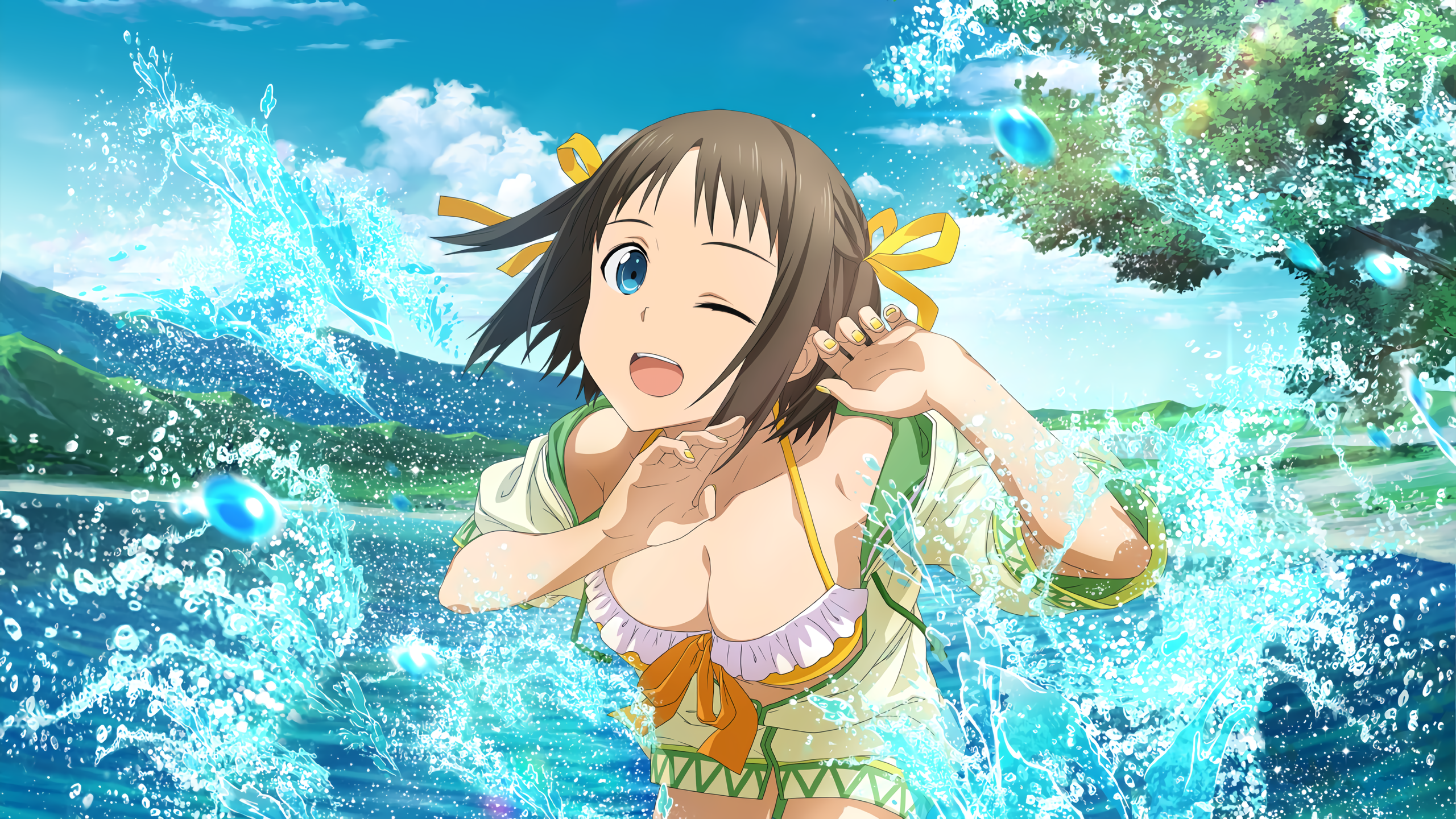 Sword Art Online girl splashing in water HD Wallpaper